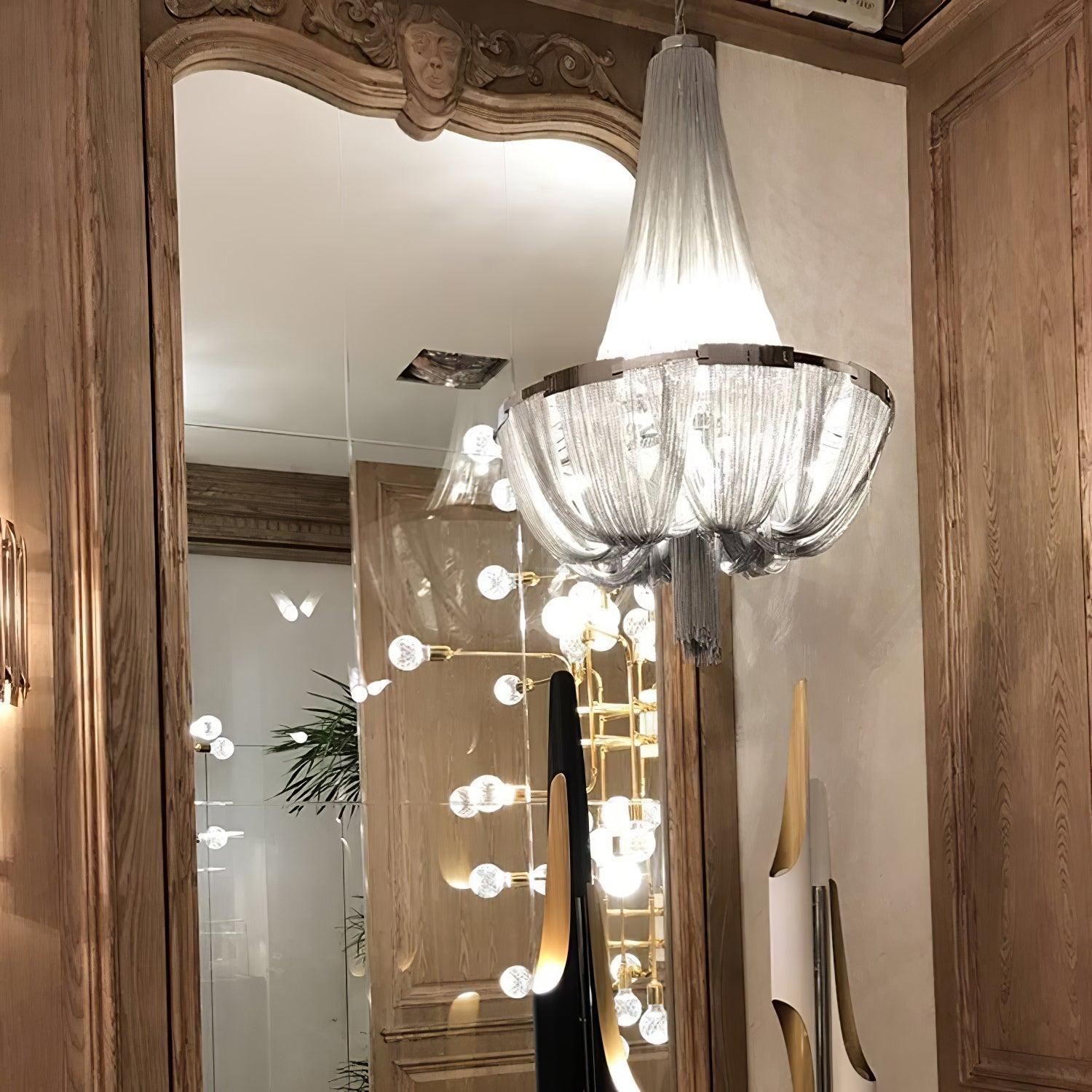 Tassel Aluminum Chain Chandelier ∅ 23.6″ - Tassel-1-Luxehomezone