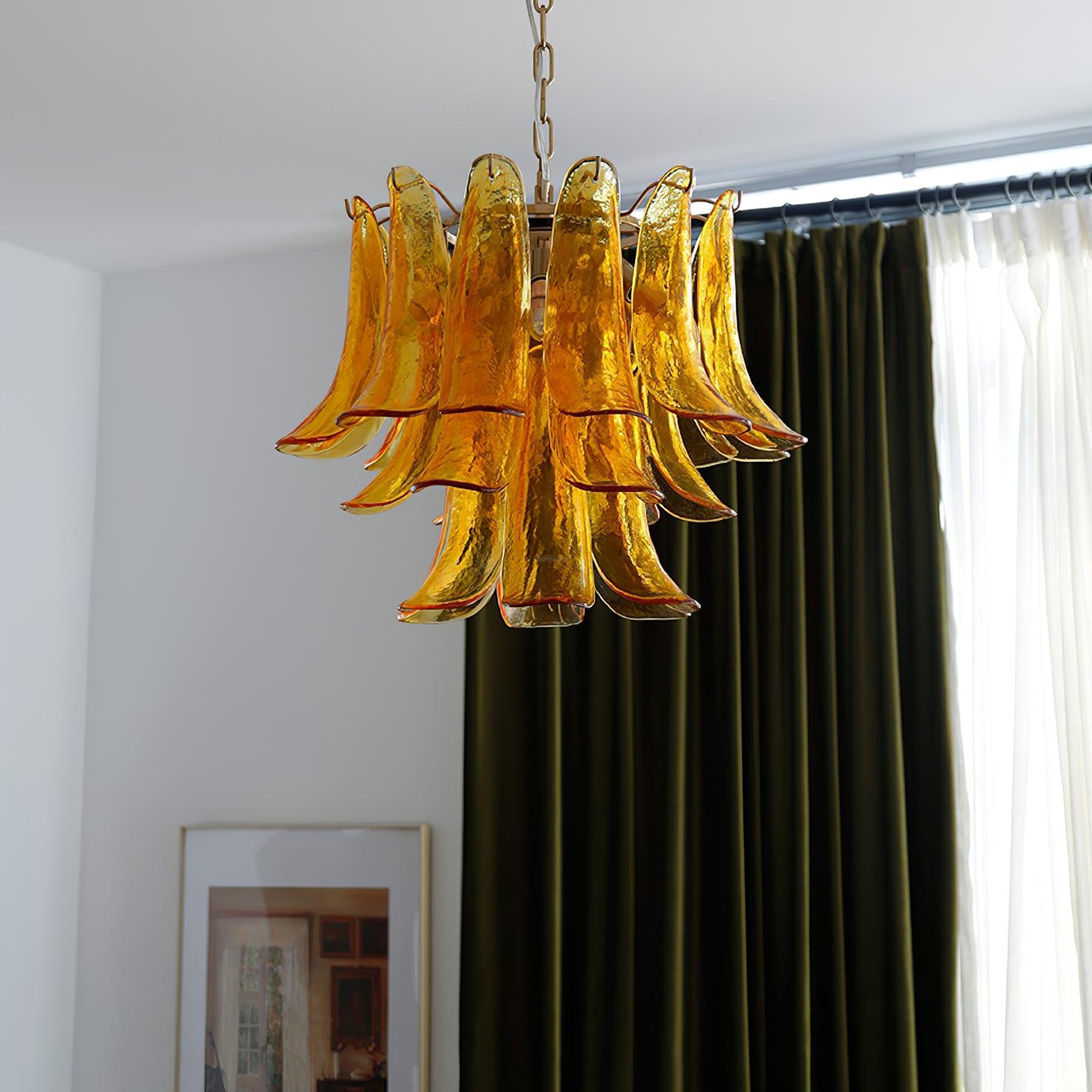 Glass Leaf Cascade Chandelier with 3/4 layer - Luxehomezone