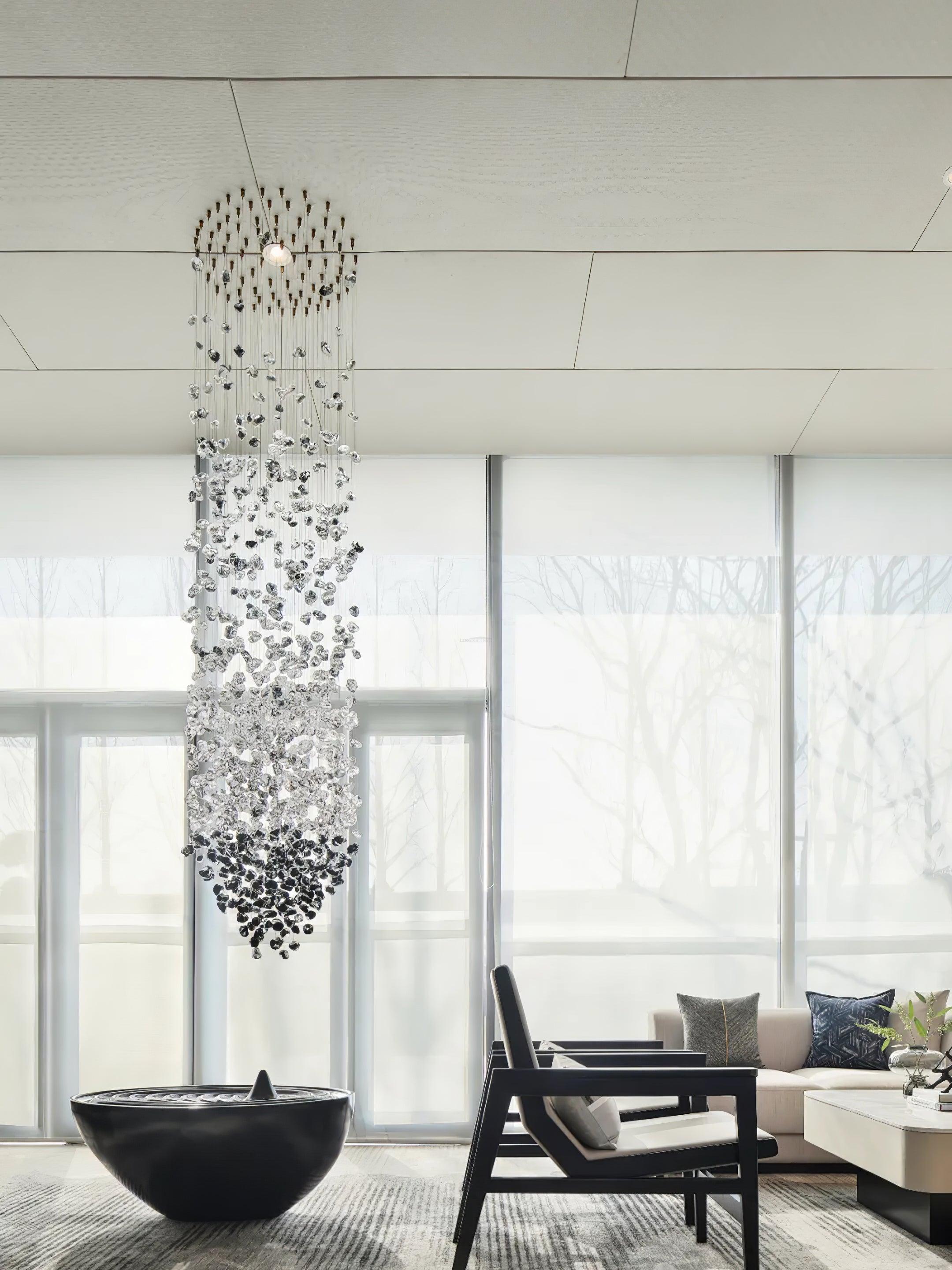 Multicolor Crystal Stone Round/Long canopy Chandelier - Helia-1-Luxehomezone