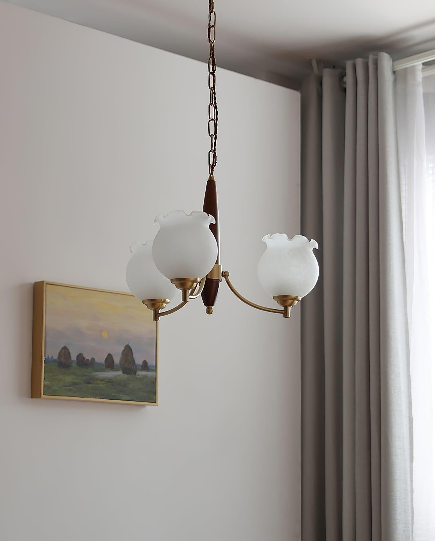 Tulips Glass Wood Chandelier with 3/5 heads - Zahara-1-Luxehomezone