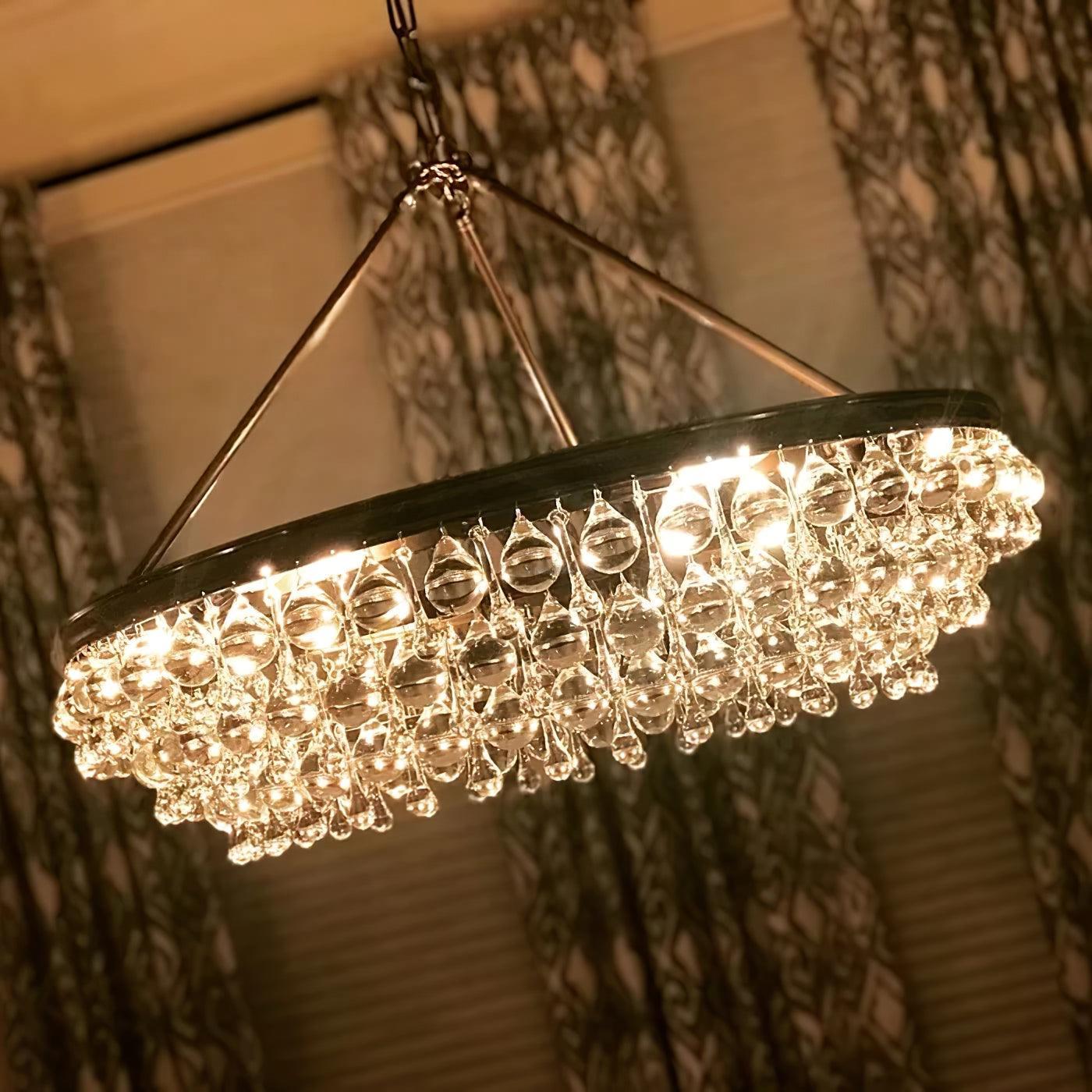 Unique Tiered Crystal Chandelier Φ 15.7″ - Crystals-1-Luxehomezone