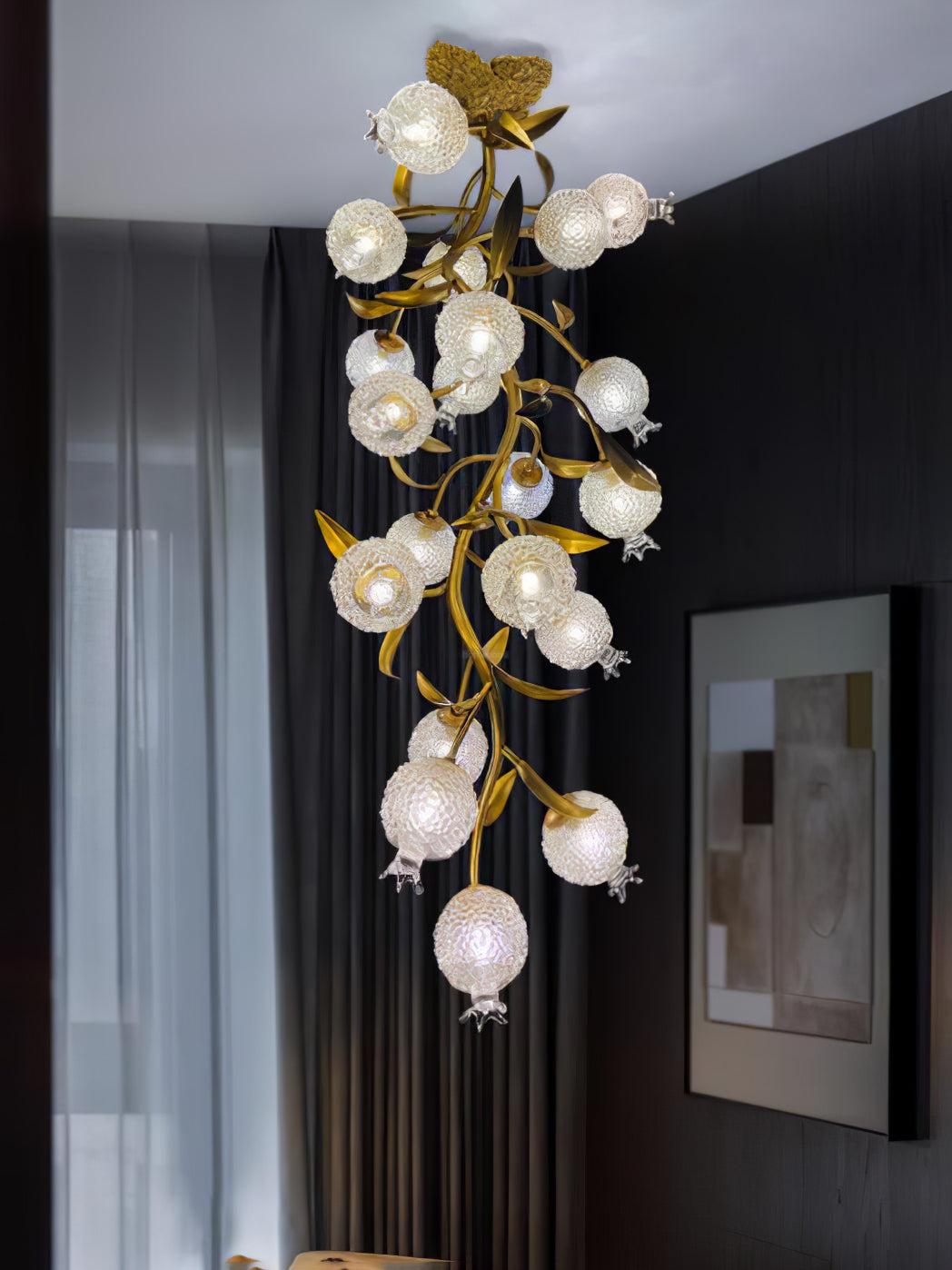 Pomegranate Brass Chandelier ∅ 19.7″ - Helia, Semi Flush Mounts-1-Luxehomezone