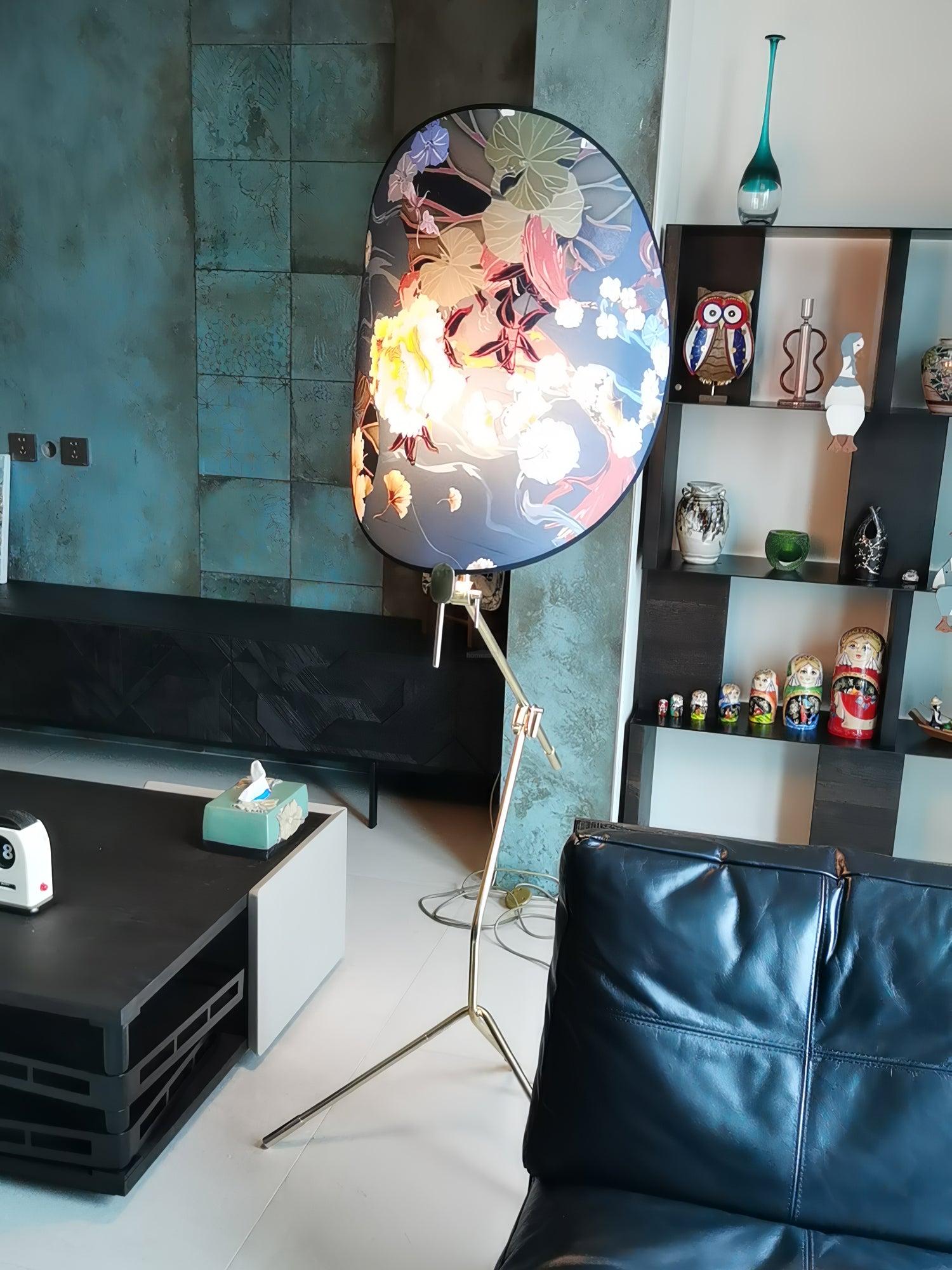 Floral Nocturne Floor Lamp ∅ 23.6″ - Drapery-1-Luxehomezone