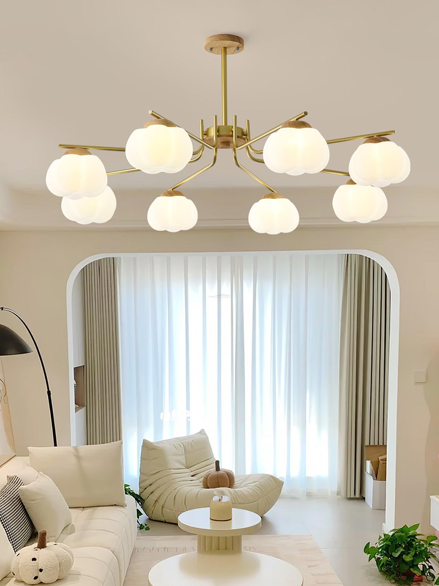Plastic Cotton Balls Chandelier with 5/8 heads - Zahara-1-Luxehomezone