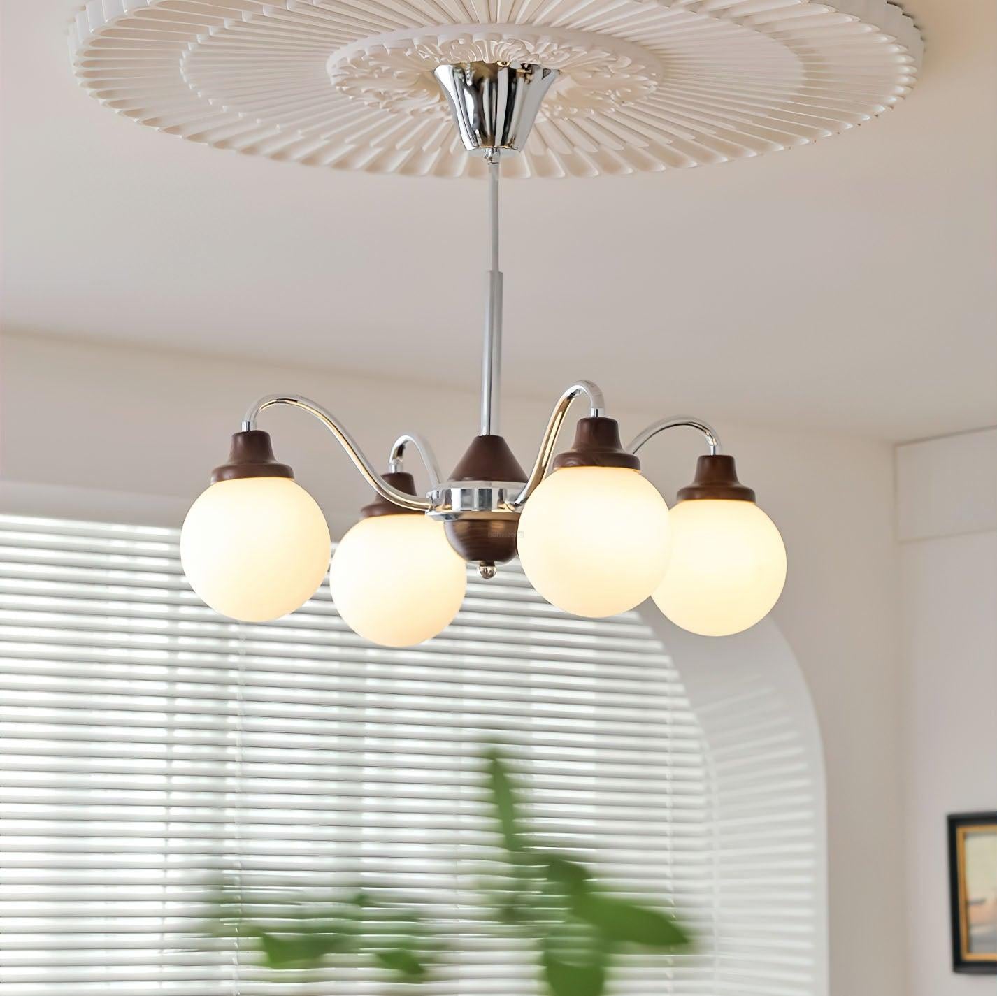 Solid Wood Magic Bean Chandelier with 4/6/8 heads - Bend, Marshmallow Chandelier-1-Luxehomezone