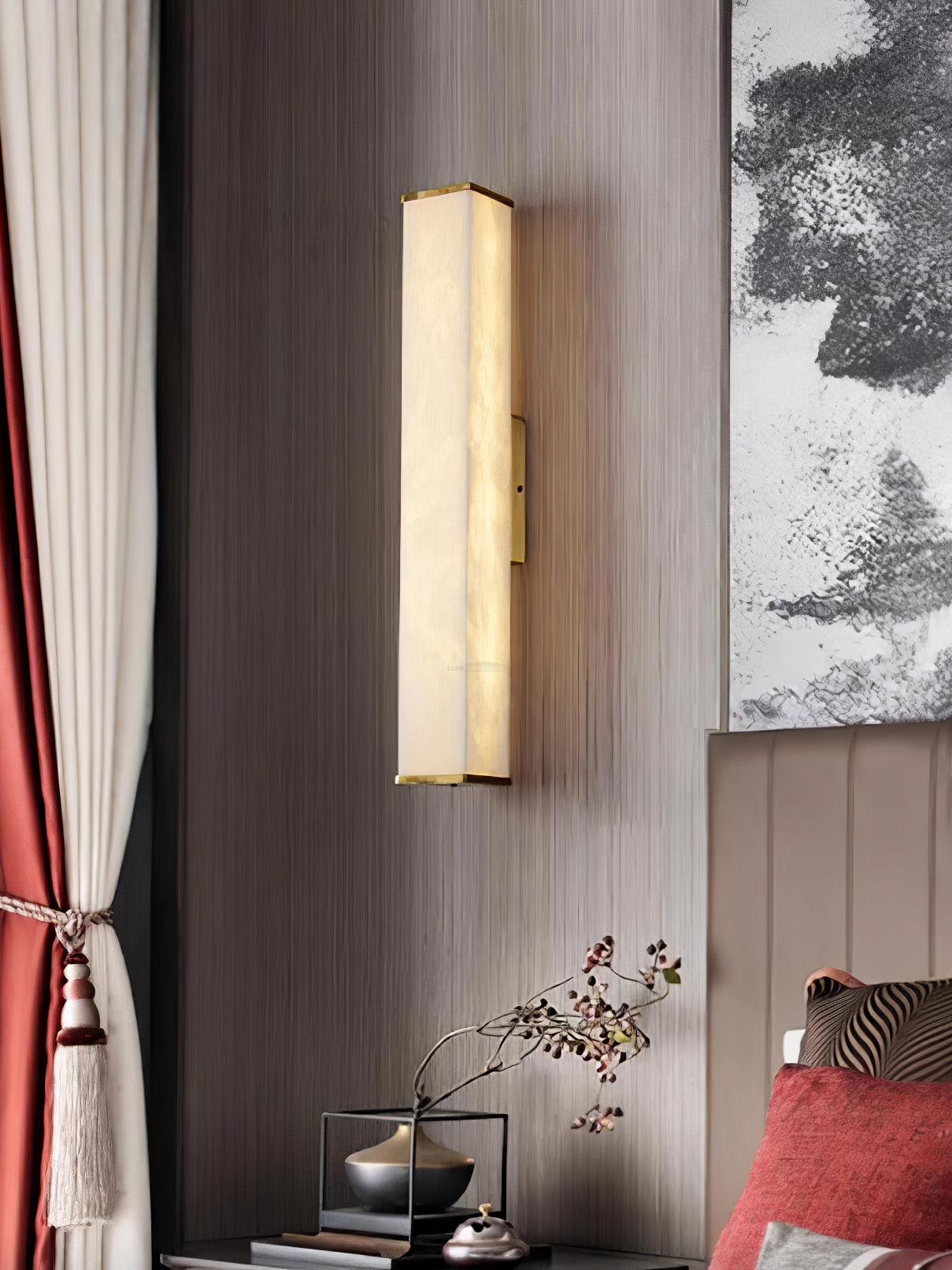 Cuboid Alabaster Wall Sconce - Alabaster, Alabaster Wall Lamp-1-Luxehomezone