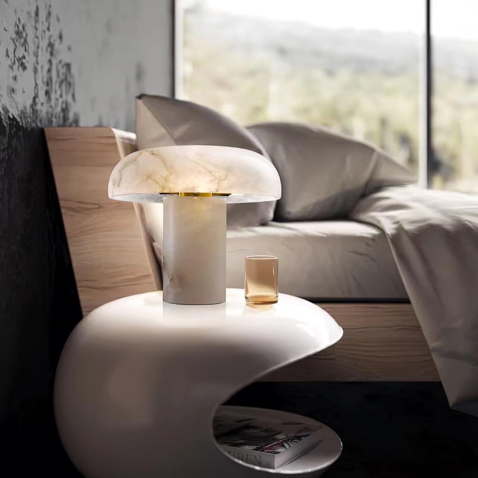 Mushroom Table Lamp Style B - Alabaster-1-Luxehomezone