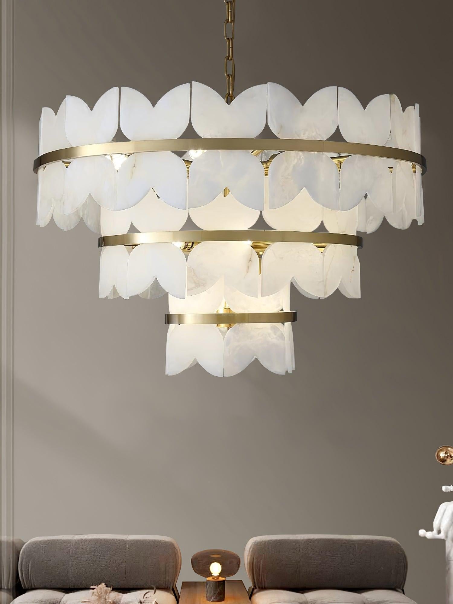 Alabaster Cloudscape Chandelier with 1/2 layer - Alabaster, Alabaster Chandelier-1-Luxehomezone