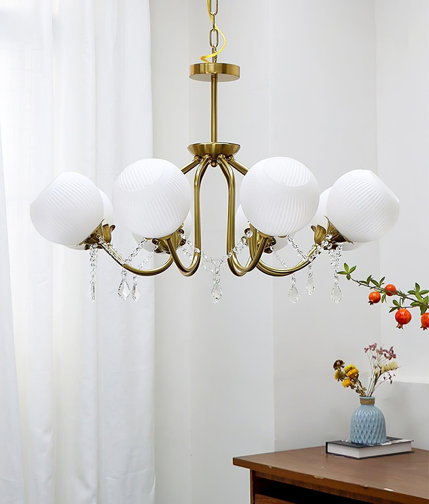 Orb Glow Copper Glass Chandelier ∅22" - Bend, Marshmallow Chandelier-1-Luxehomezone