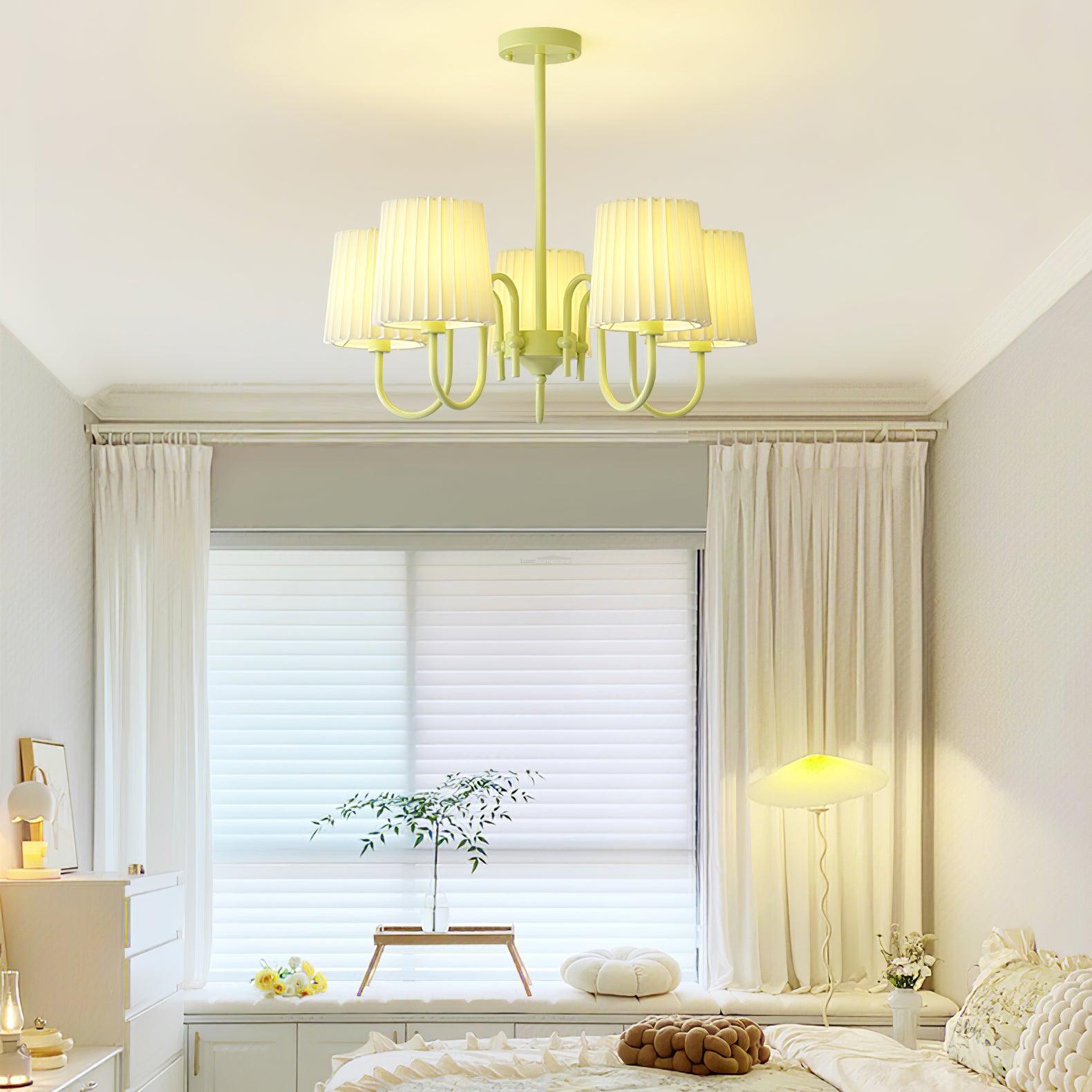 Pleated Fabric Matcha Chandelier with 4/5/6/8 heads - Variety-1-Luxehomezone
