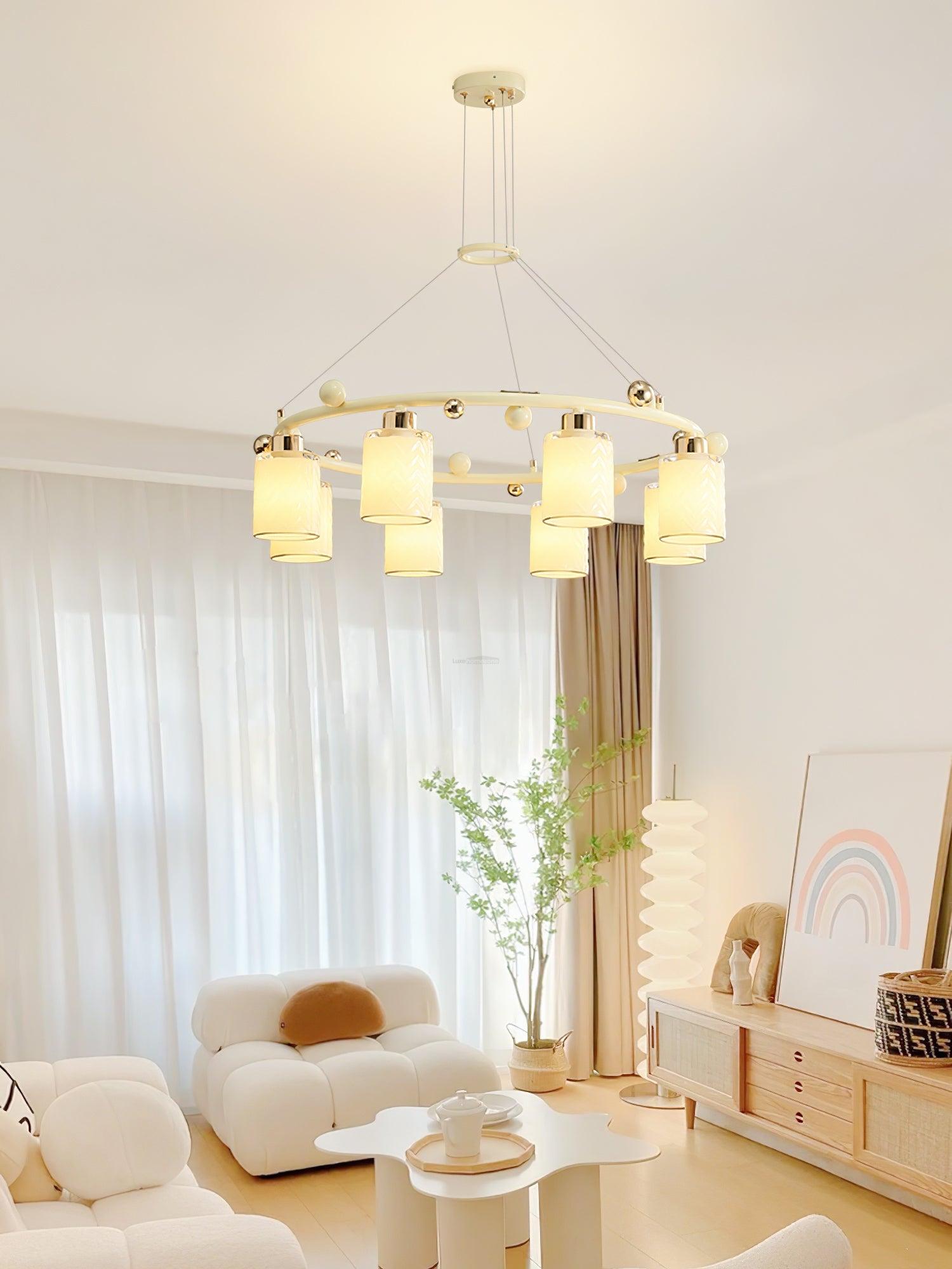 Round Glass Cup Chandelier - Cylinder-1-Luxehomezone