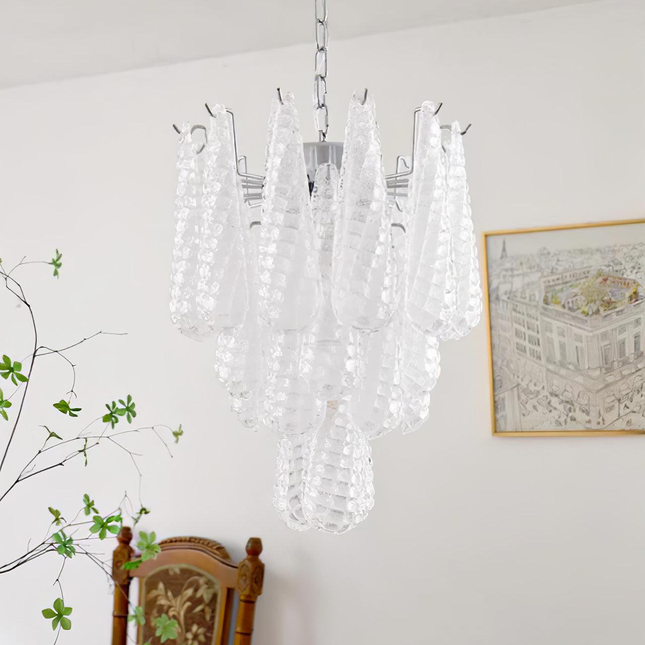 Grid Glass Style Waterfall Chandelier - Cylinder-1-Luxehomezone