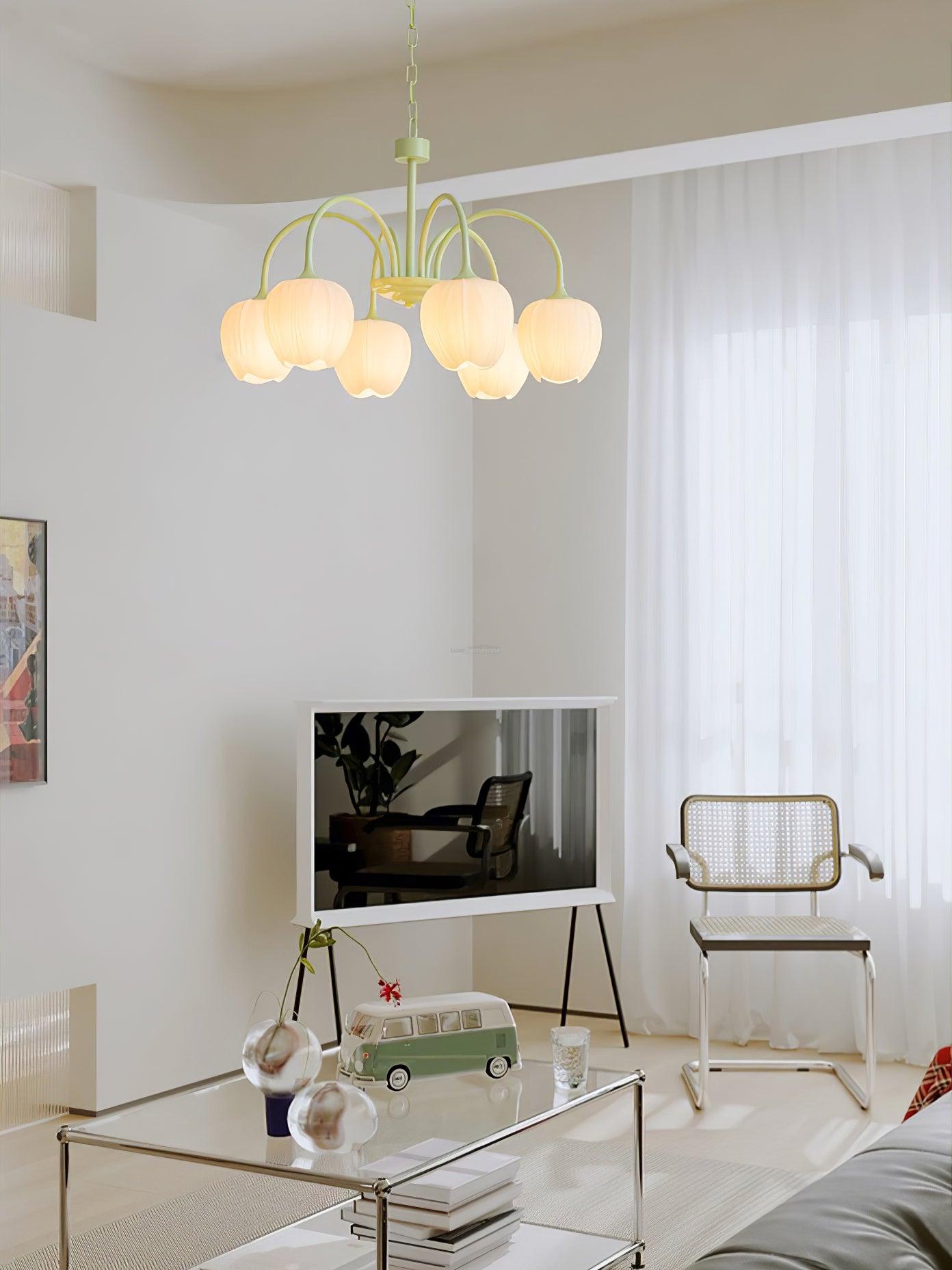 Tulip Matcha Chandelier with 5/6/8 heads - Luxehomezone