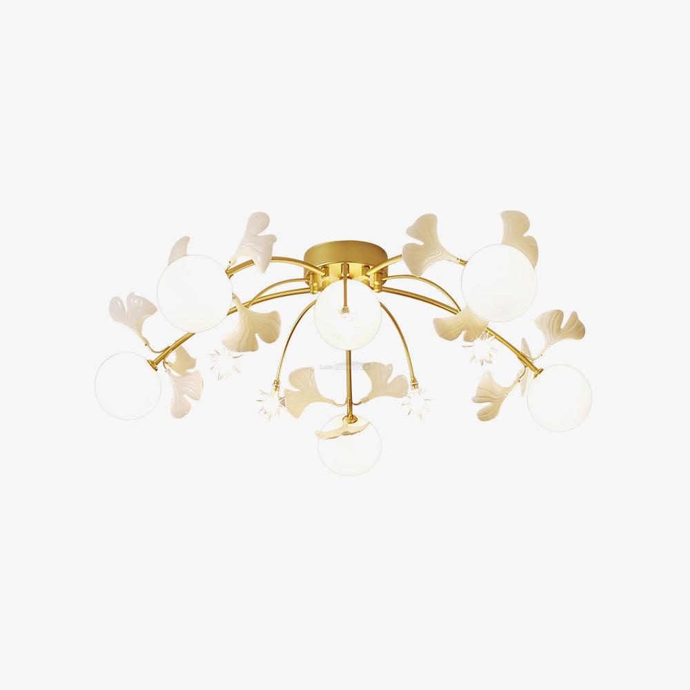 Ginkgo Glass Ceiling Lamp ∅ 39.4″ - Bend, Semi Flush Mounts-1-Luxehomezone