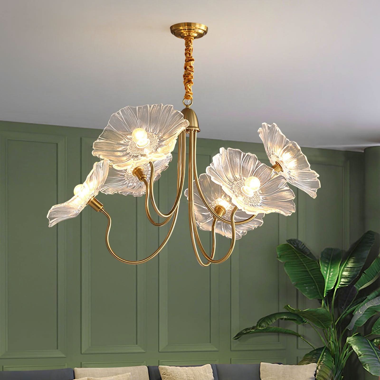 Lotus Leaf Glass Chandelier ∅ 35.4″ - Luxehomezone