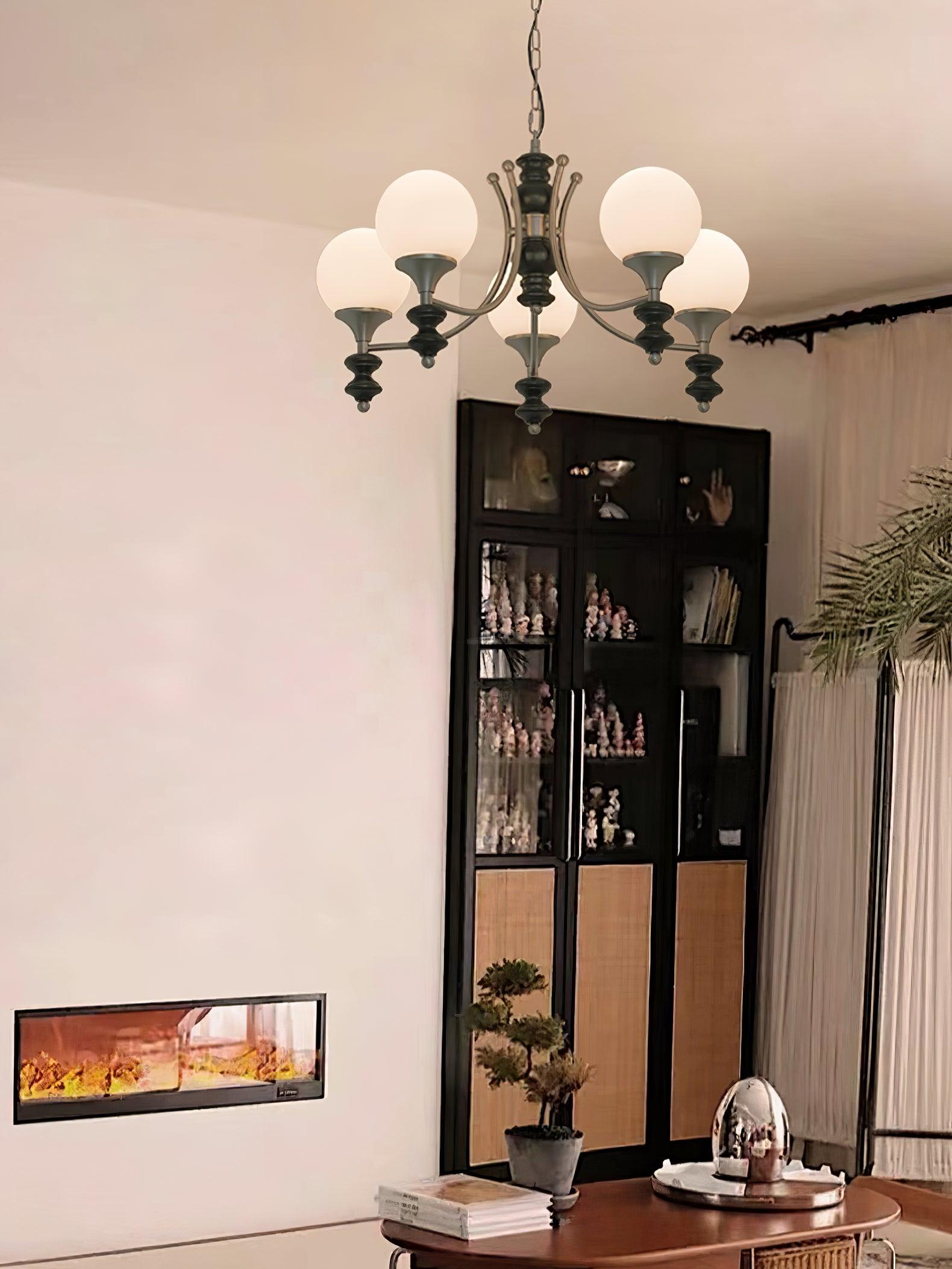 Tina Wooden Chandelier with 3/5 heads - Bend, Marshmallow Chandelier-1-Luxehomezone