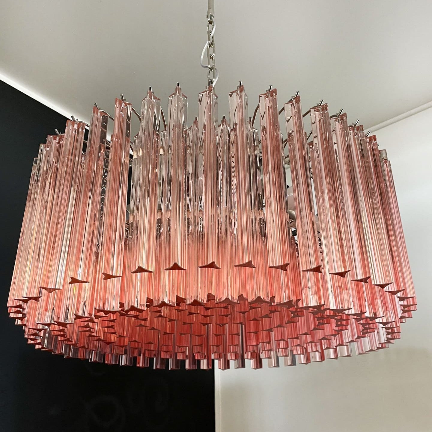 Murano Chandelier – Triedri Round – 265 prisms – Pink