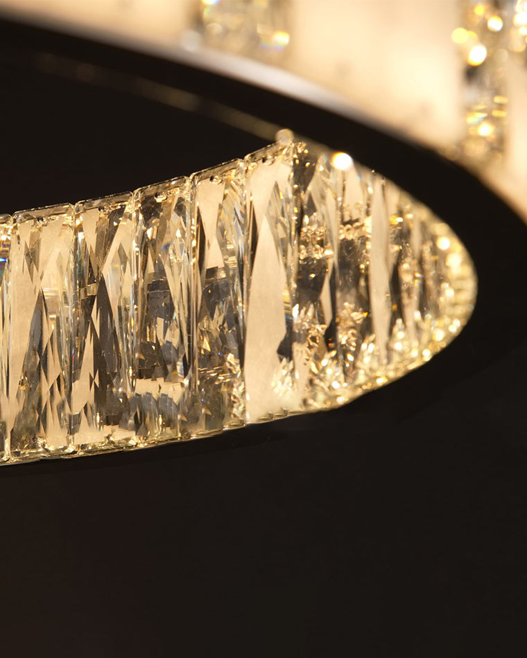Tiered Round Crystal Alabaster Chandelier