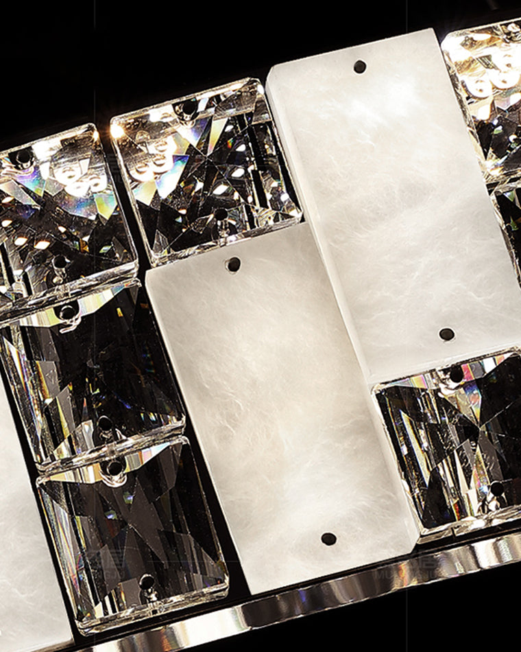 Tiered Round Crystal Alabaster Chandelier
