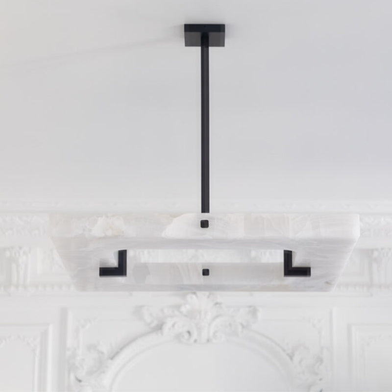 Halo Alabaster Square Chandelier 28" 40"