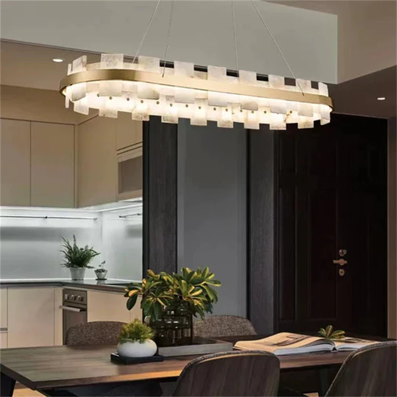 Anita Alabaster Oval Chandelier