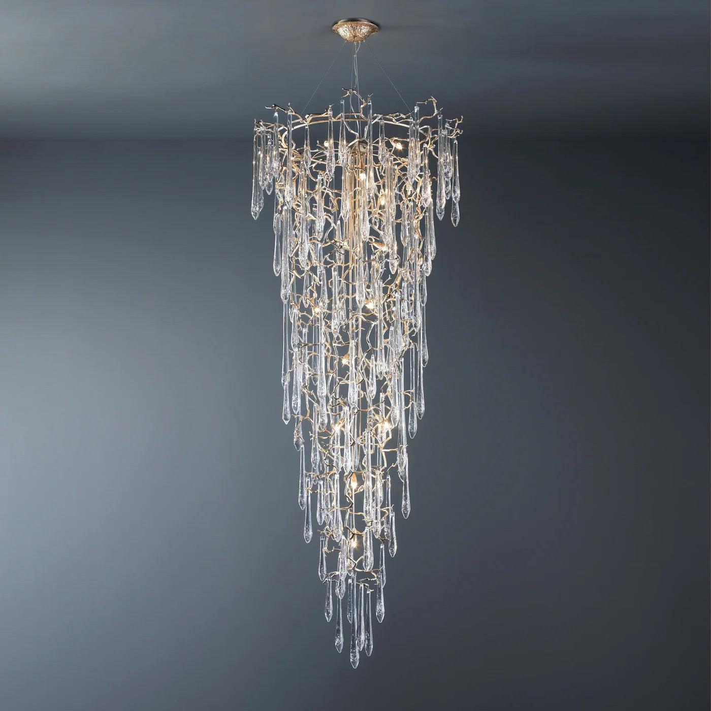 Round Foyer Droplet Staircase Chandelier - Helia-1-Luxehomezone