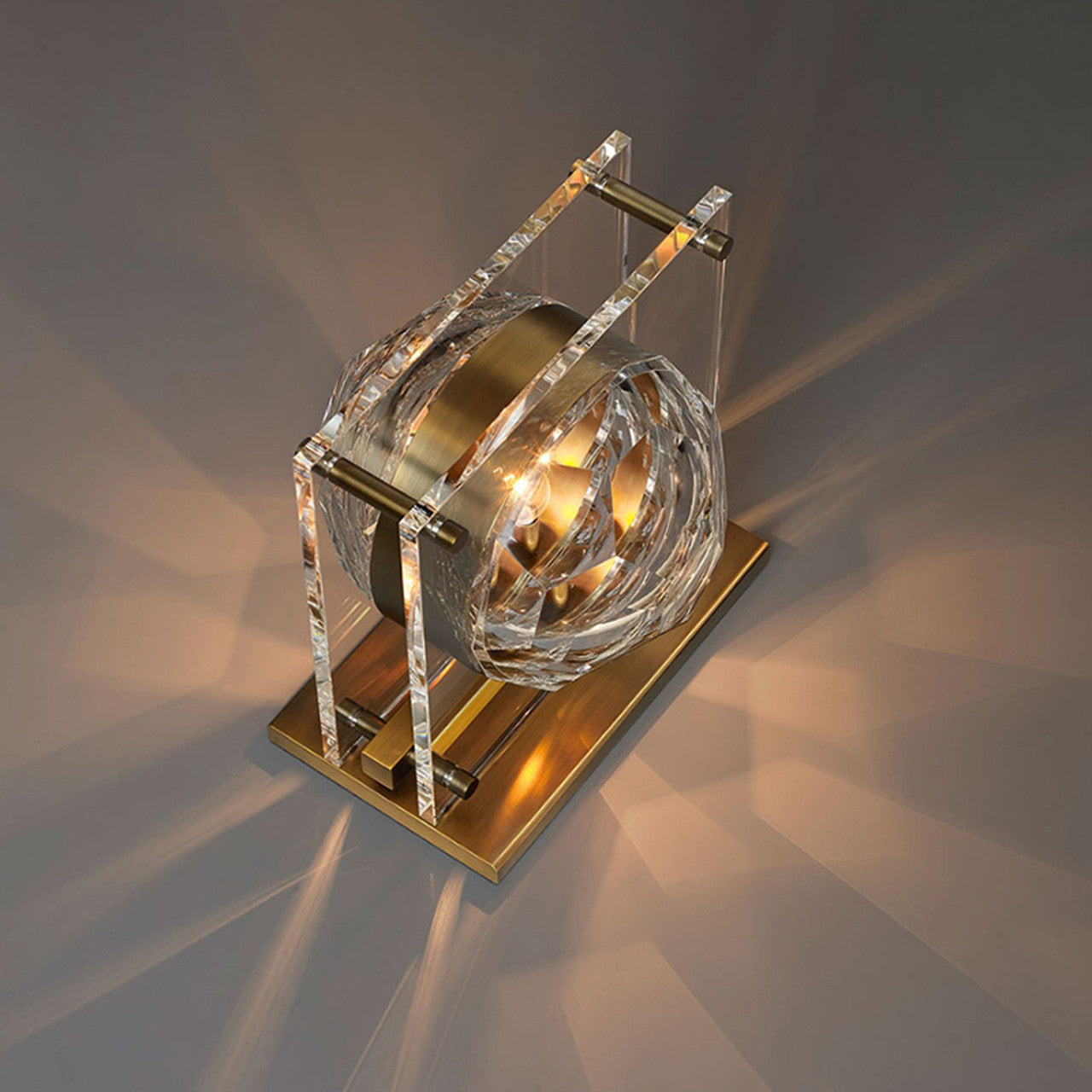 Ice-III Crystal Table Lamp Brass
