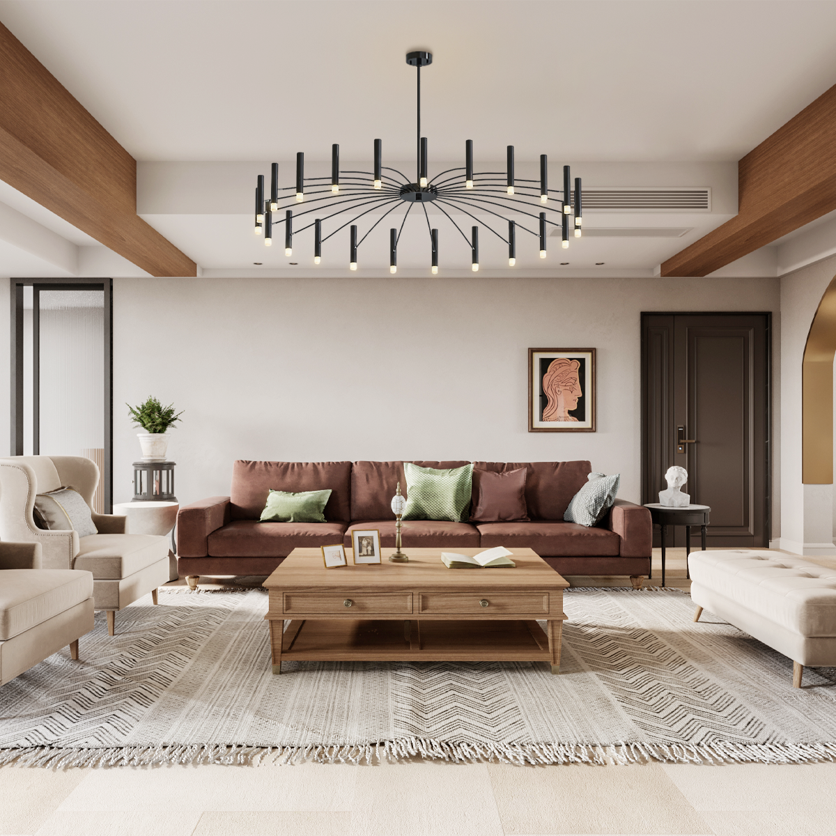 Kendall Contemporary Chandelier For Living Room - Candle, Optimized-1-Luxehomezone