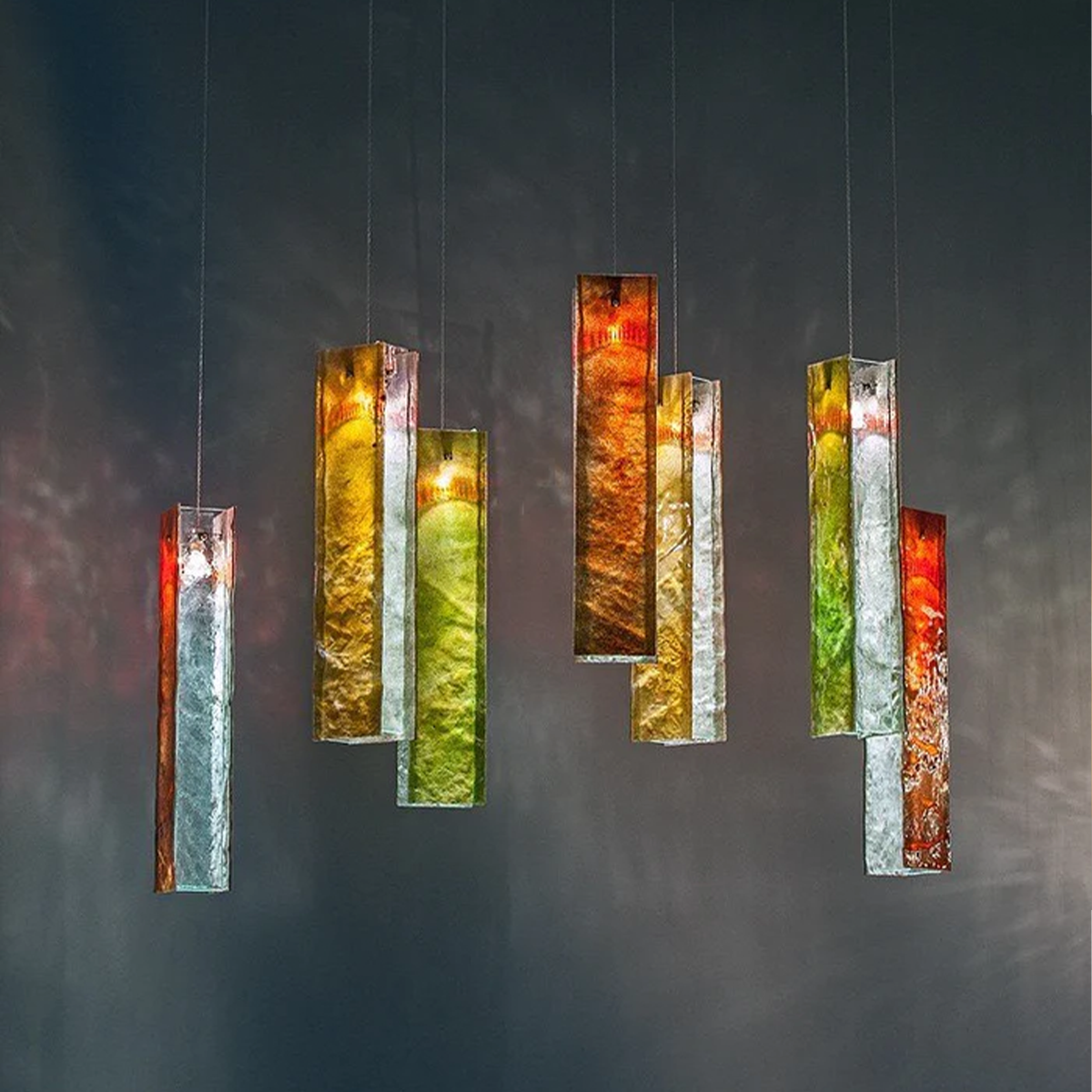 Rectangular  Glass  Pendant Chandelier Cluster - Cluster-1-Luxehomezone