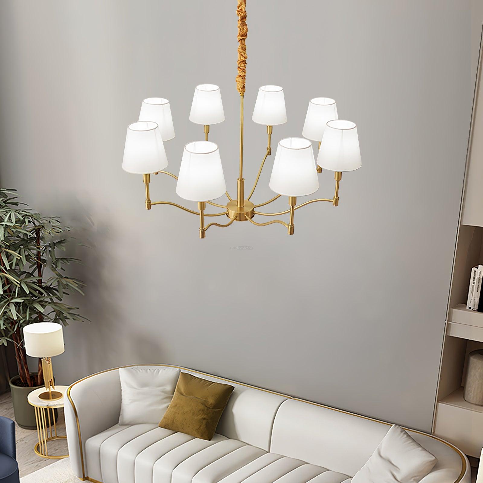 Meridian Mid Century Brass Chandelier with 3/5/8 heads - Variety-1-Luxehomezone