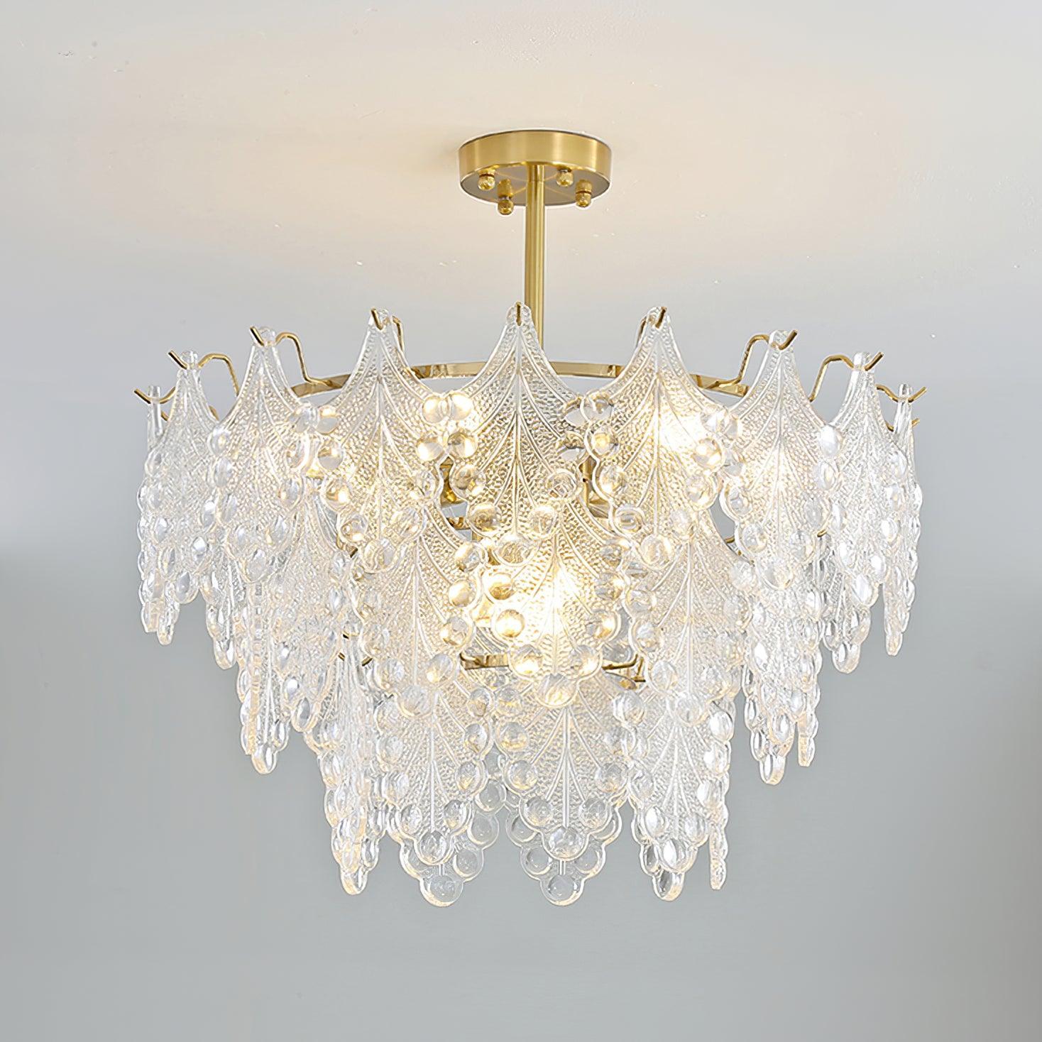 Tiered Carved Glass Chandelier Φ 15.7″ - Luxehomezone