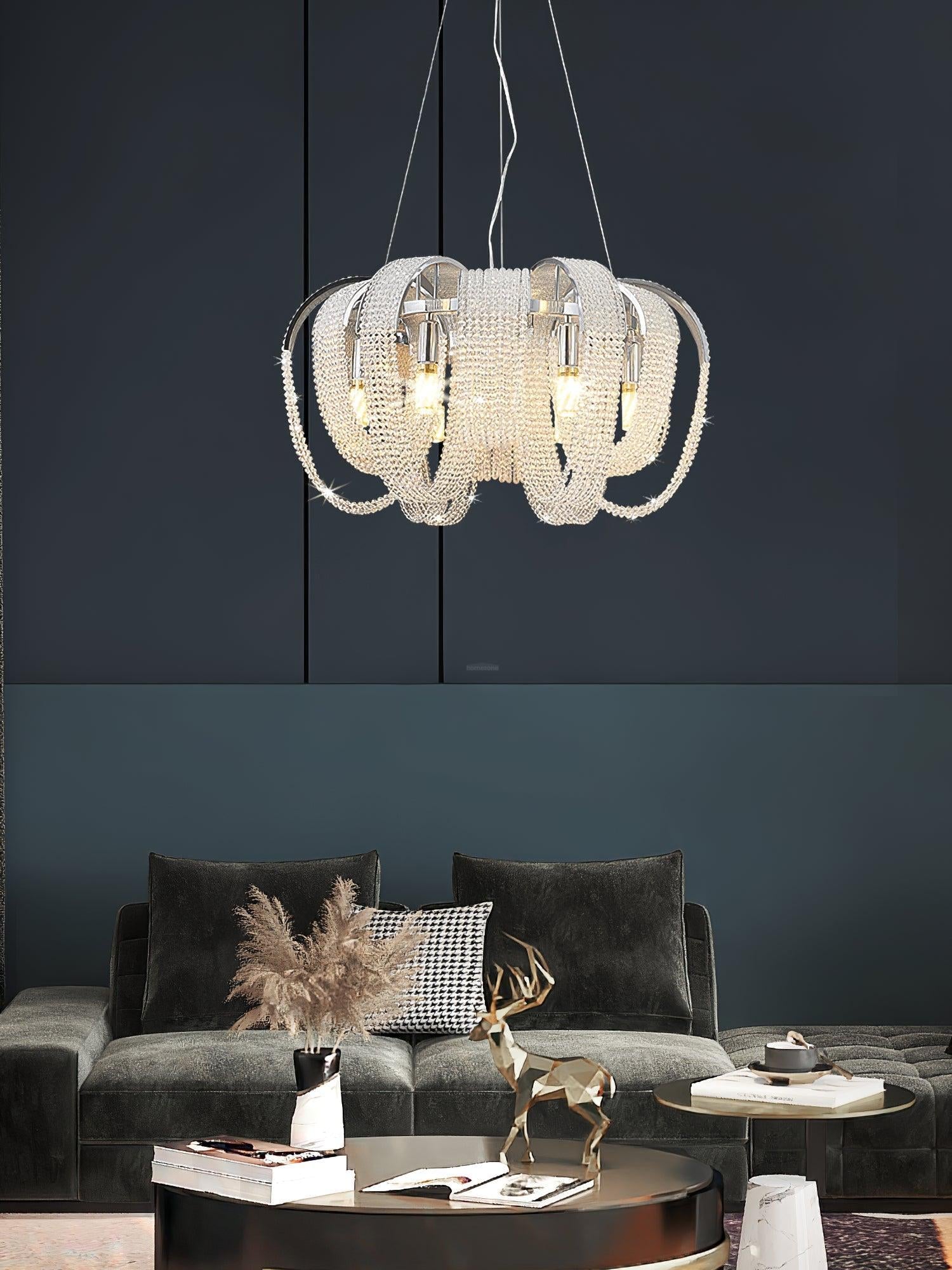 Mesh Crystal Chandelier with 1/6/9 heads - Crystals-1-Luxehomezone