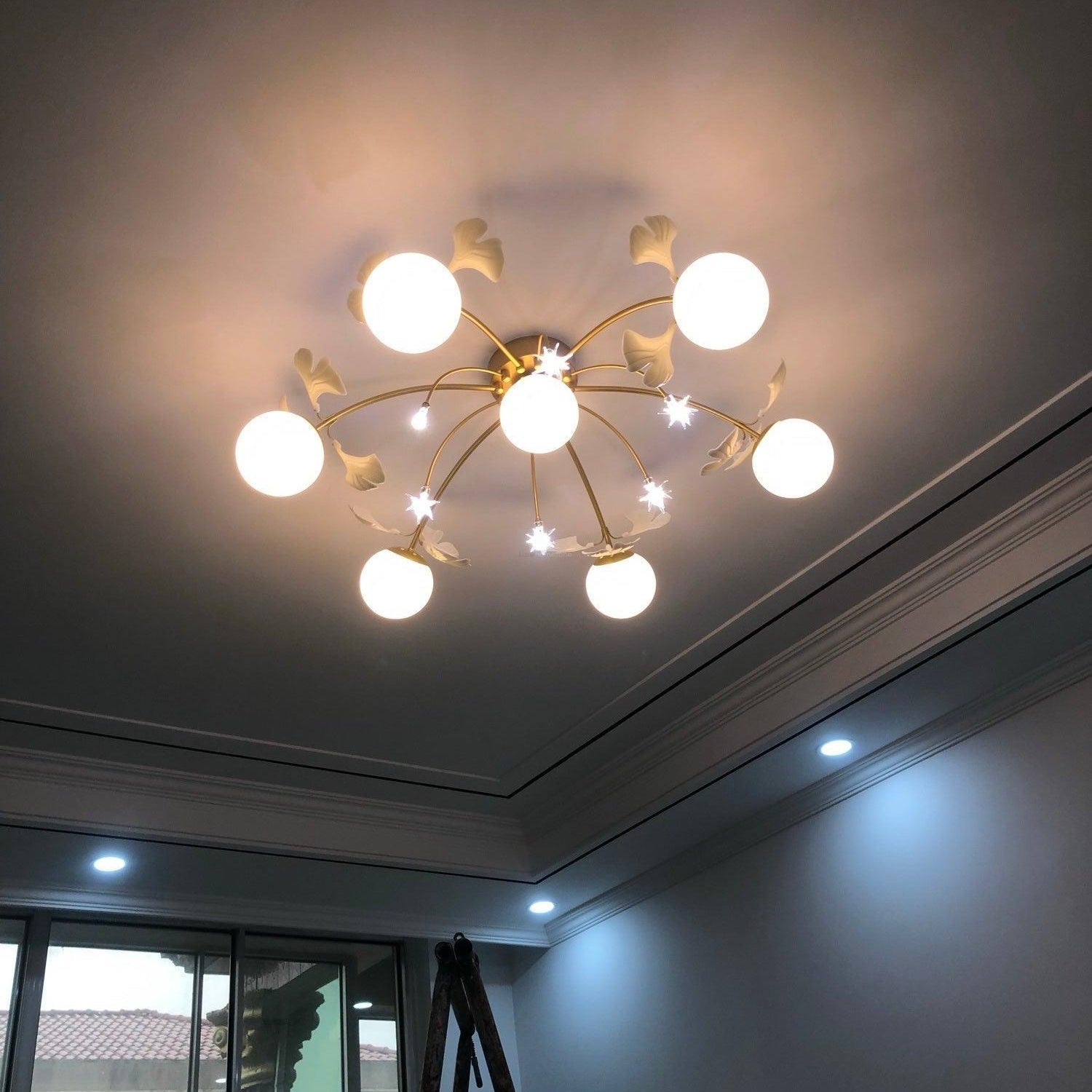 Ginkgo Glass Ceiling Lamp ∅ 39.4″ - Bend, Semi Flush Mounts-1-Luxehomezone