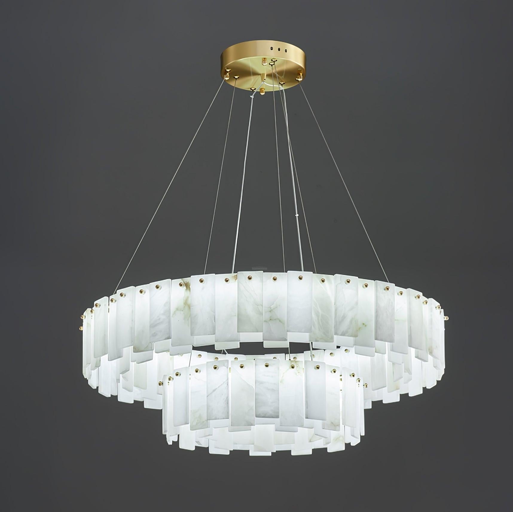 Celestial Alabaster Round/Square Chandelier - Alabaster, Alabaster Chandelier-1-Luxehomezone