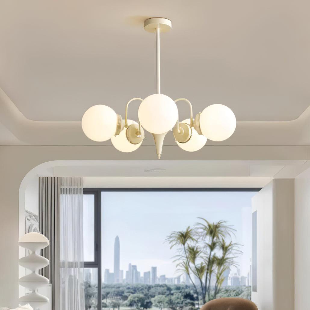 Cream Glass Ball Chandelier ∅ 19.7″ - Bend-1-Luxehomezone