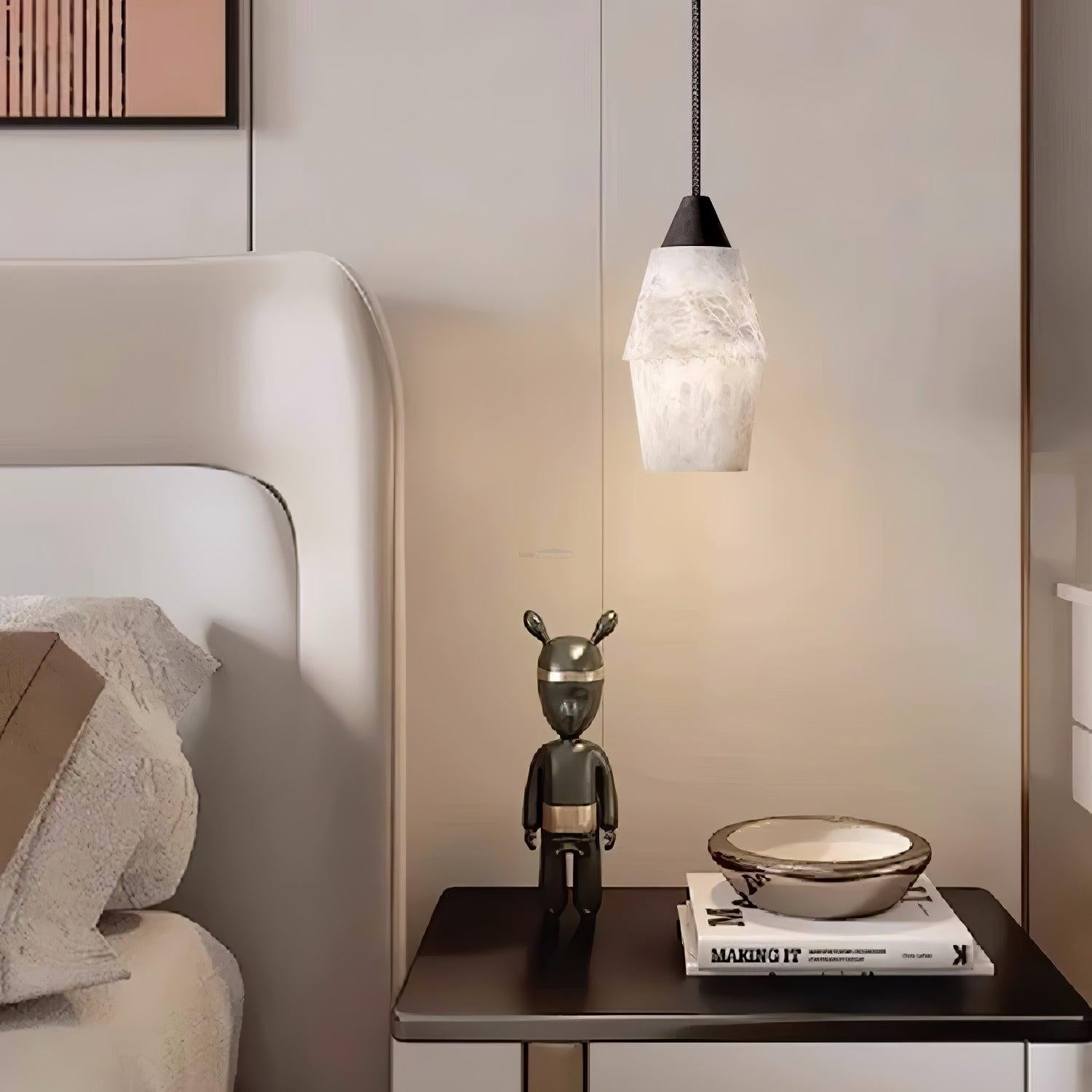 TEN MA DO Alabaster Pendant Light - Alabaster, Alabaster Pendant-1-Luxehomezone