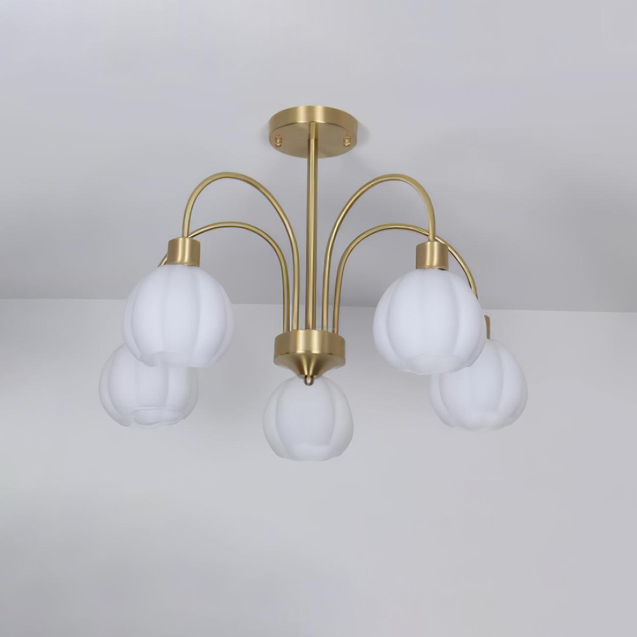 Golden Pumpkin Glass Chandelier with 3/5/6/8 heads - Bend-1-Luxehomezone