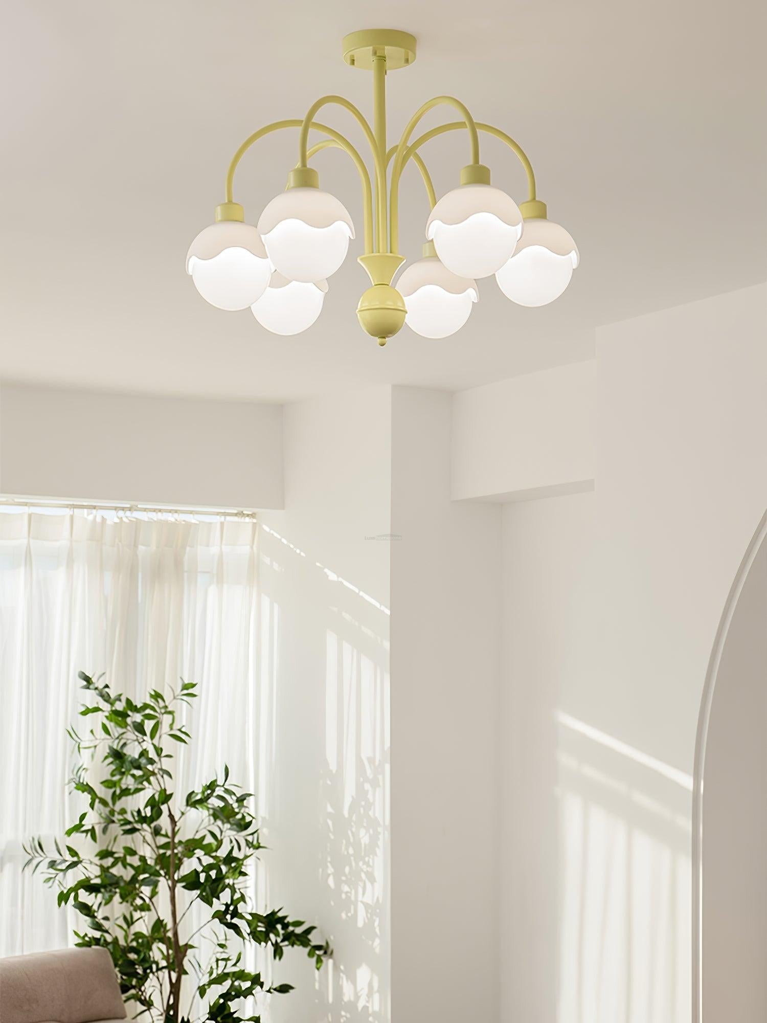 Creamy Lychee Matcha Chandelier with 4/6 heads - Zahara-1-Luxehomezone