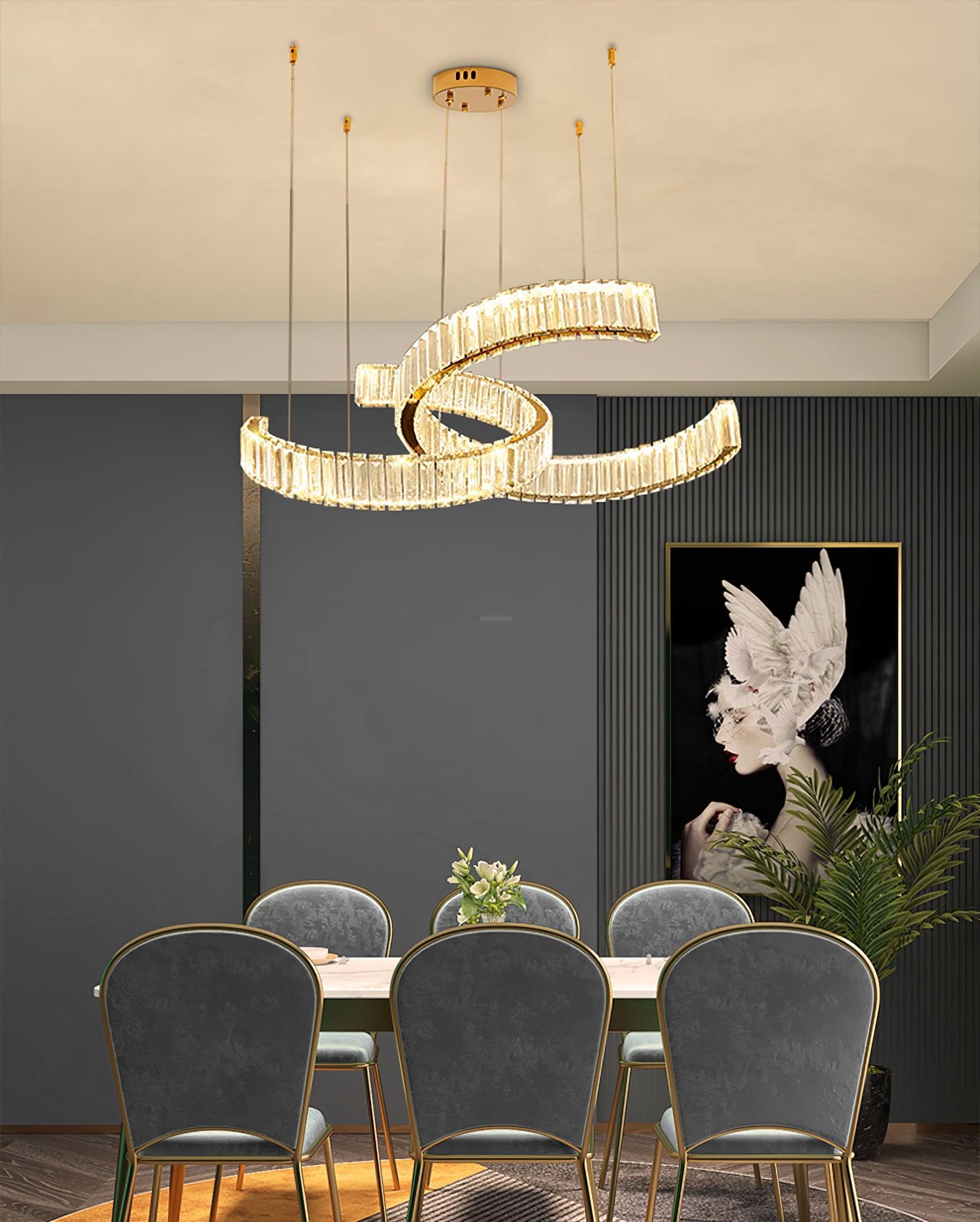 Vortex Double Circular Chandelier - Crystals, Straps-1-Luxehomezone
