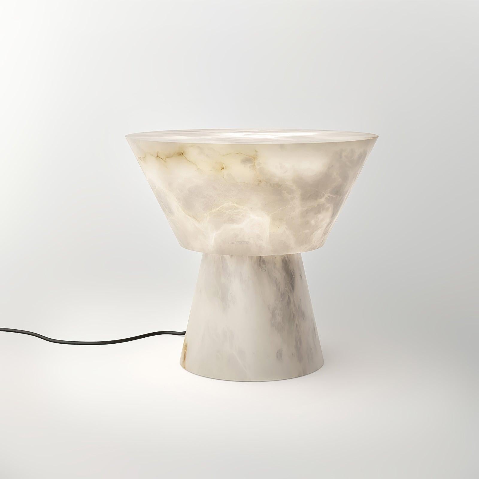 Beta Marble Round Table Lamp - Alabaster-1-Luxehomezone