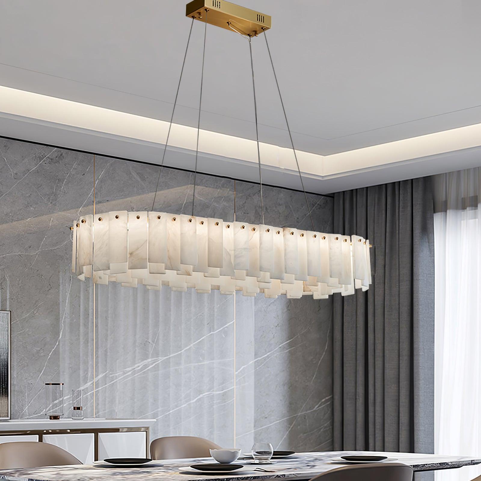 Celestial Alabaster Round/Square Chandelier - Alabaster, Alabaster Chandelier-1-Luxehomezone