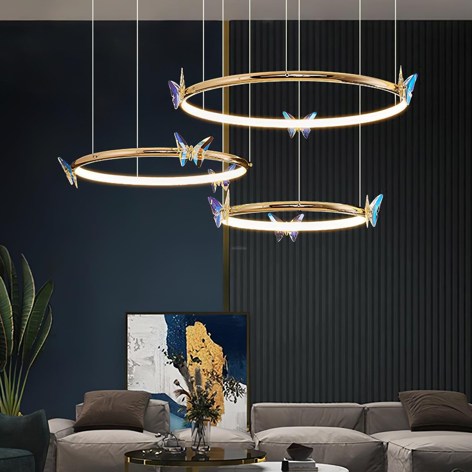 Blue Butterfly Round Chandelier - Butterfly-1-Luxehomezone