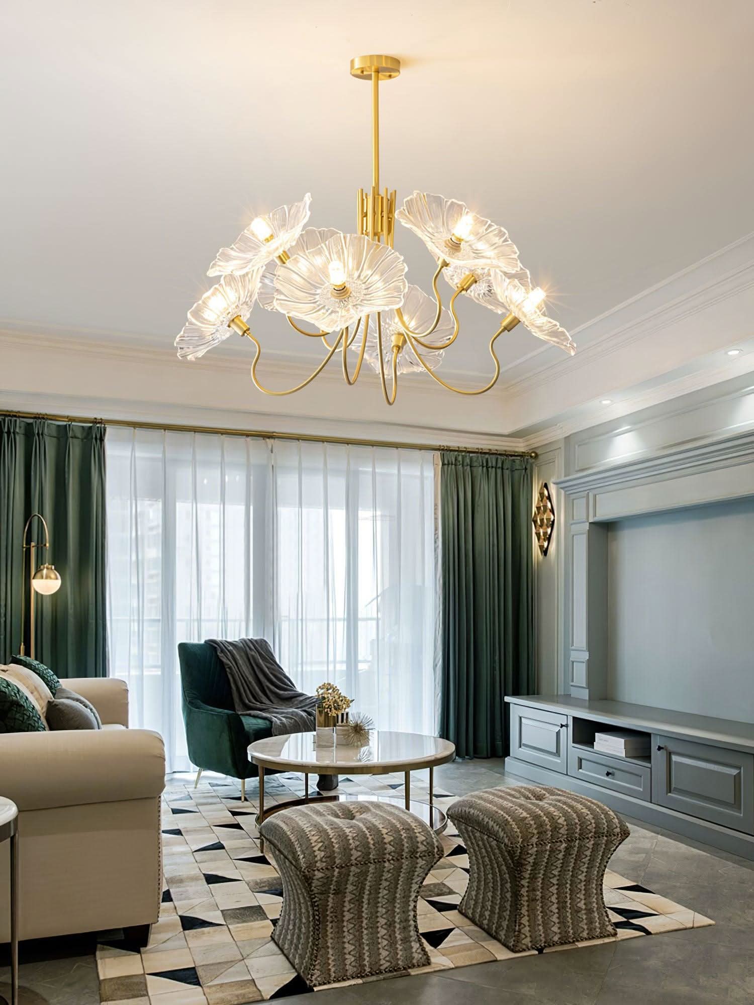Lotus Leaf Glass Chandelier ∅ 35.4″ - Luxehomezone