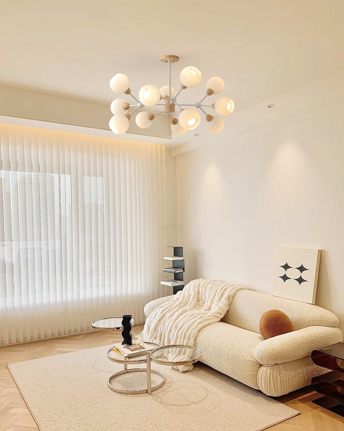 Shpehp Wood Chandelier with 6/9/12 heads - Bend, Marshmallow Chandelier-1-Luxehomezone