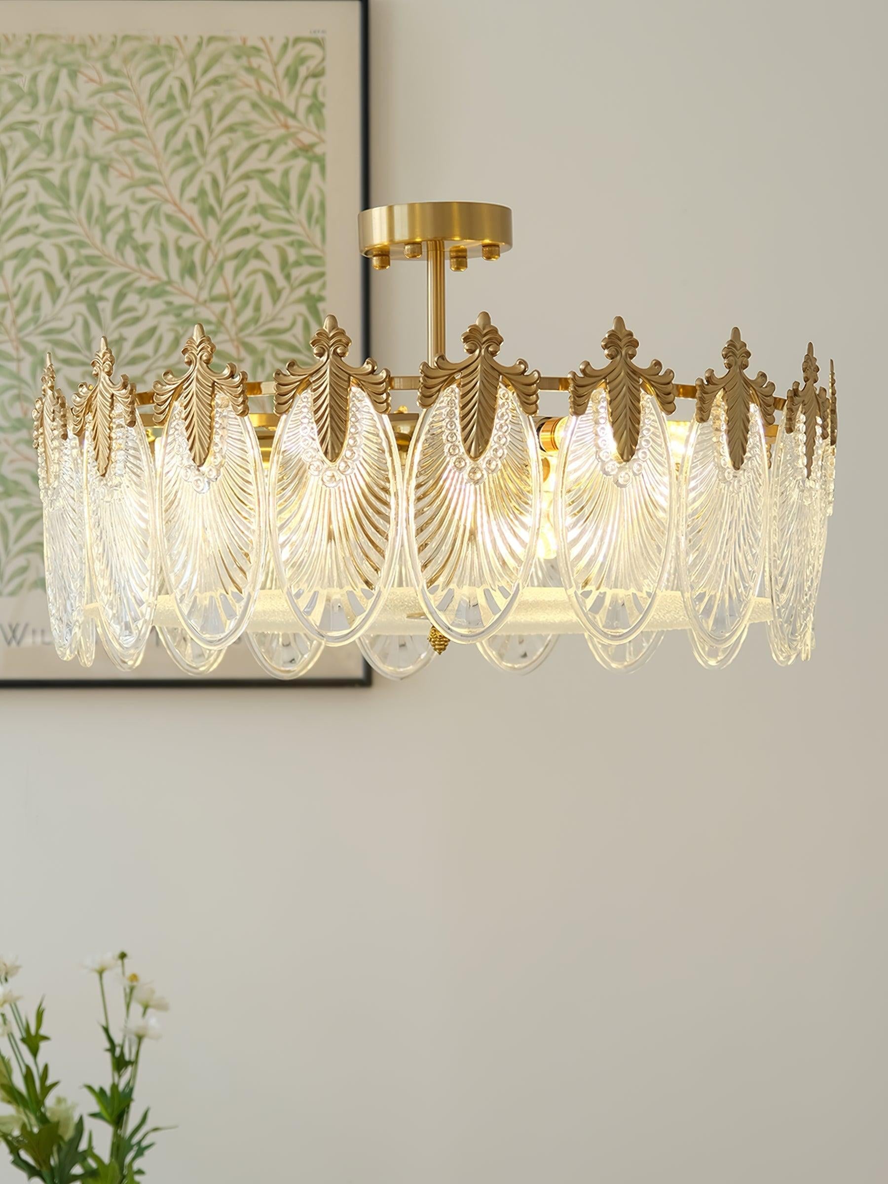Decorative Pattern Glass Round Chandelier with 5/6/8 heads - Cylinder-1-Luxehomezone