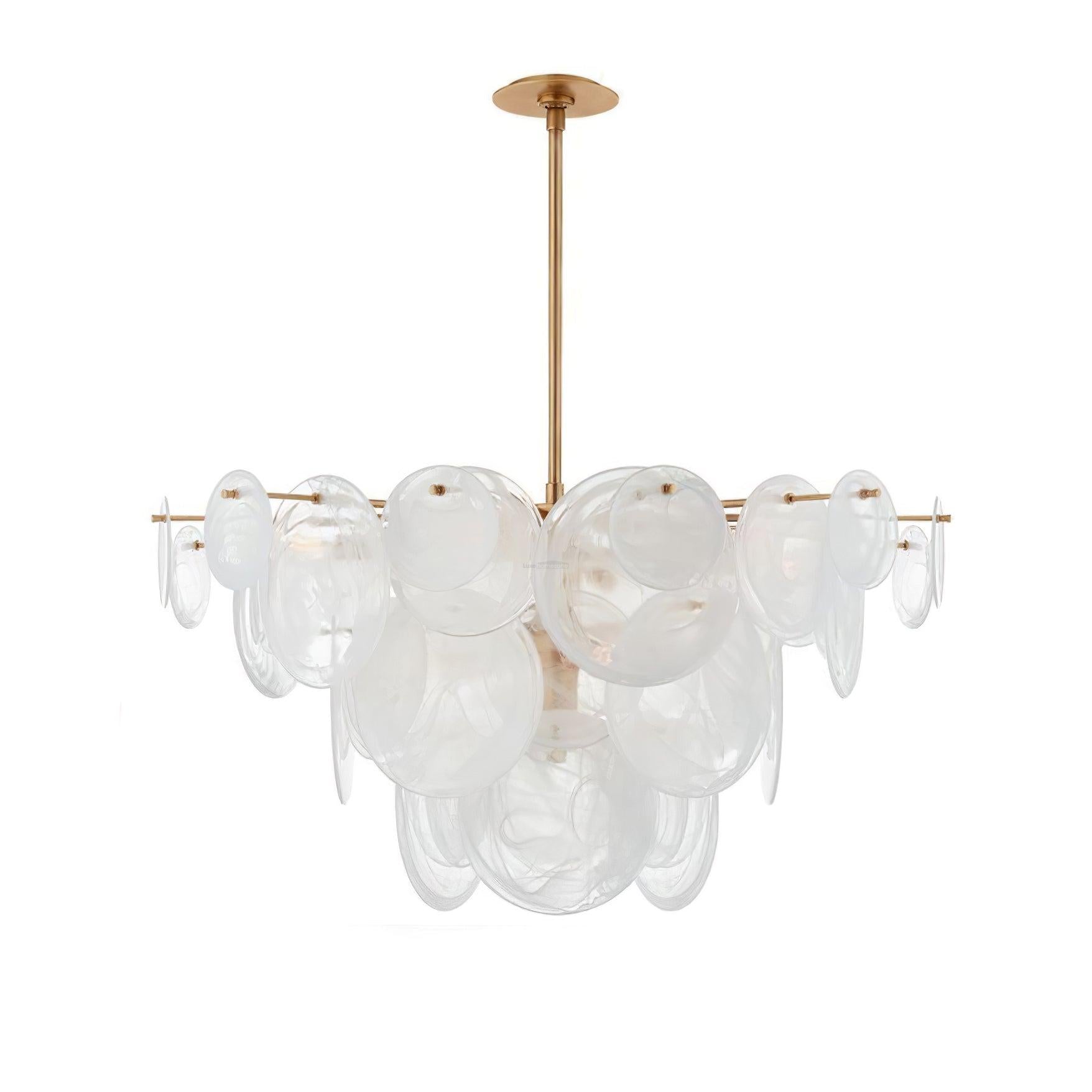 Brass Discs Cascading Round Chandelier - Cylinder-1-Luxehomezone
