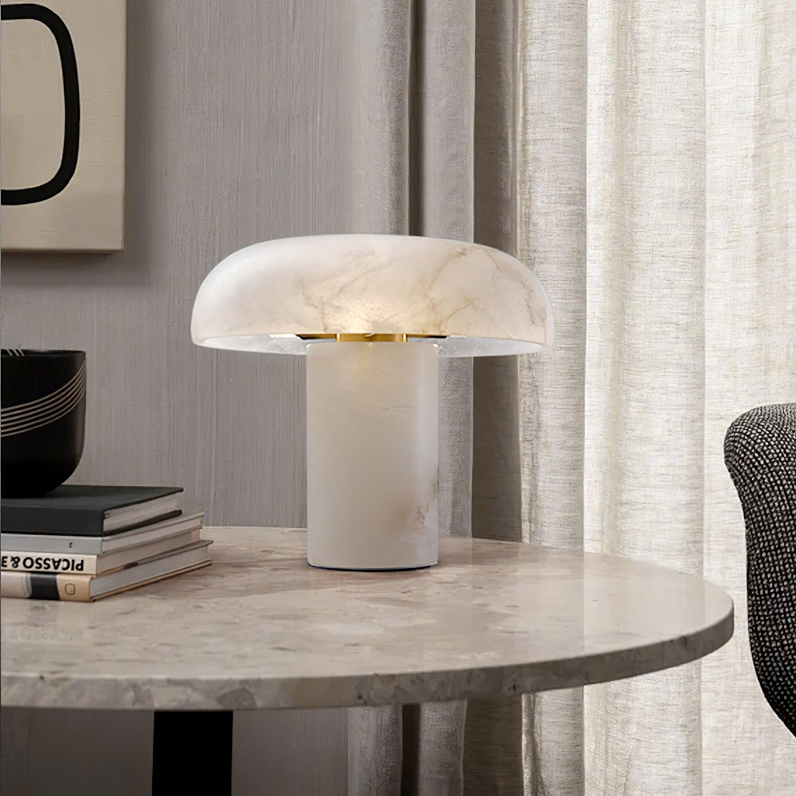 Mushroom Table Lamp Style B - Alabaster-1-Luxehomezone
