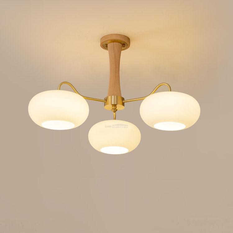 Brass Wooden Persimmon Ceiling Light For Living Room - Glass Chandelier, Persimmon, Semi Flush Mounts-1-Luxehomezone