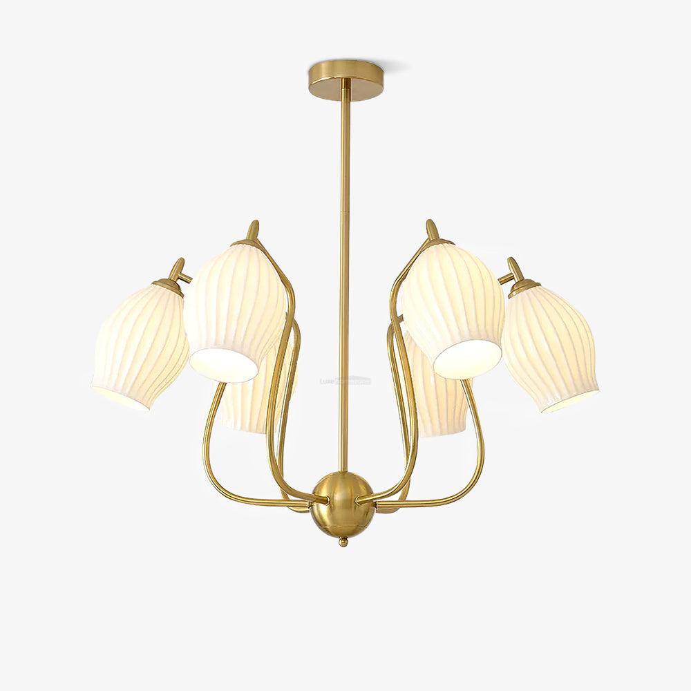 Ceramic Ribbed Chandelier with 4/6/8 heads - Flower Ceramic-1-Luxehomezone