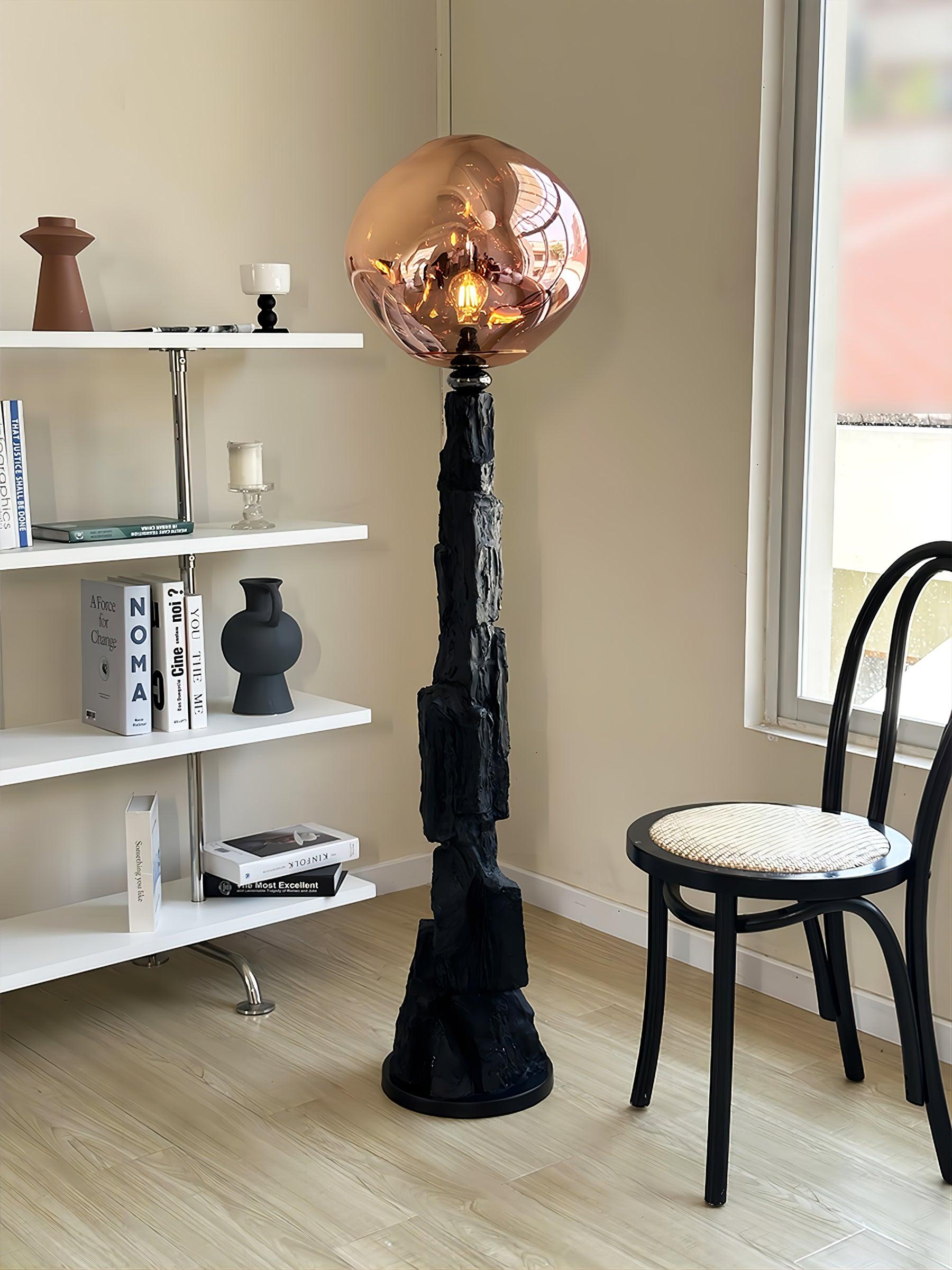 Lava Floor Lamp with Charcoal Color - Black  & Rose gold, Lava-1-Luxehomezone